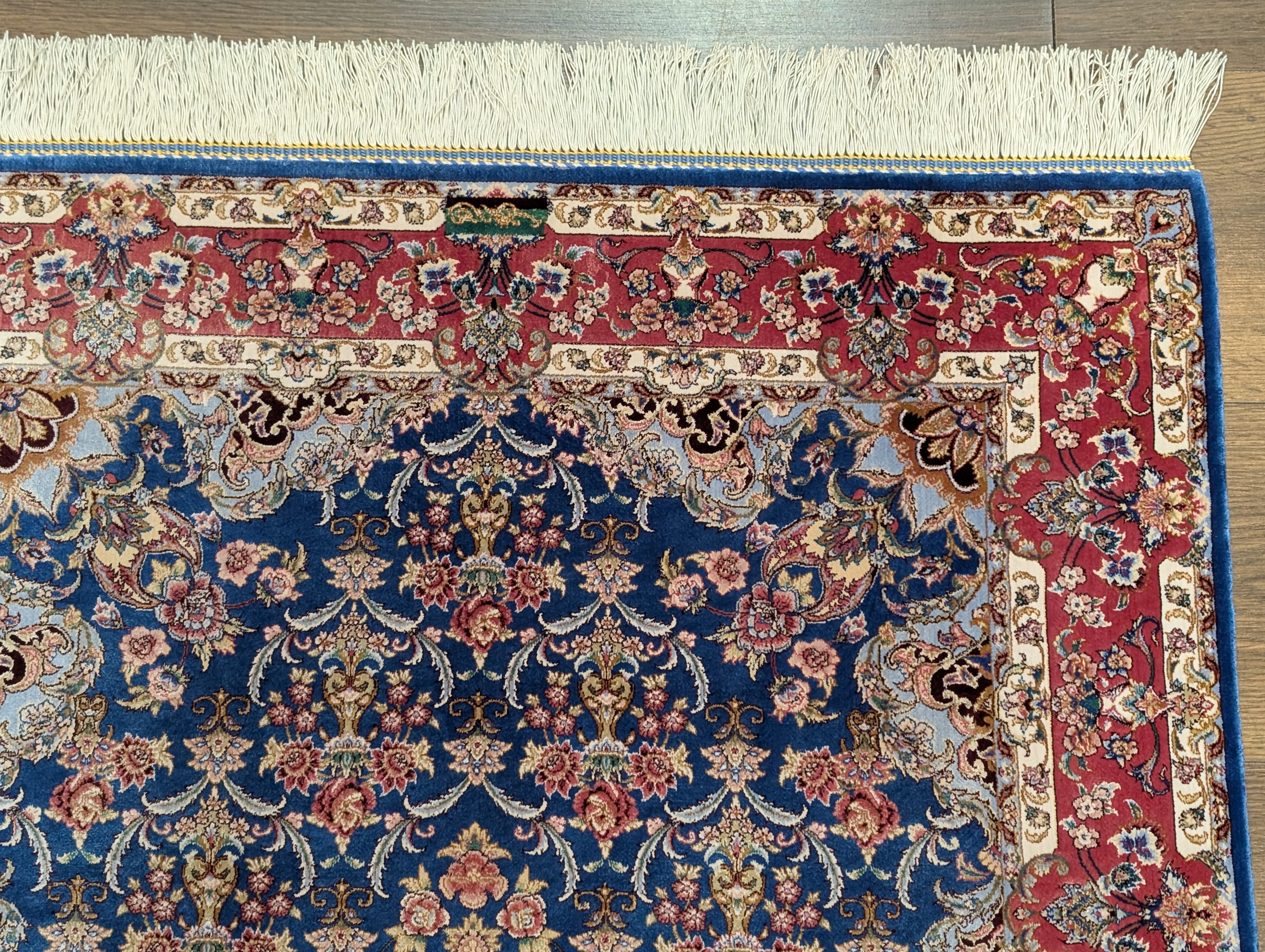 Navy Blue Silk Rug 2.5 x 4, Fine, Detailed, Turkish Silk Rug, Bamboo Silk, New - Jewel Rugs