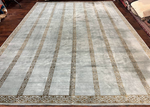 Modern Nepalese Room Sized Rug 10x14, Wool Hand-Knotted Nepali Contemporary Rug 10 x 14 Thomas O'Brien Safavieh Rug, Large Handmade Area Rug