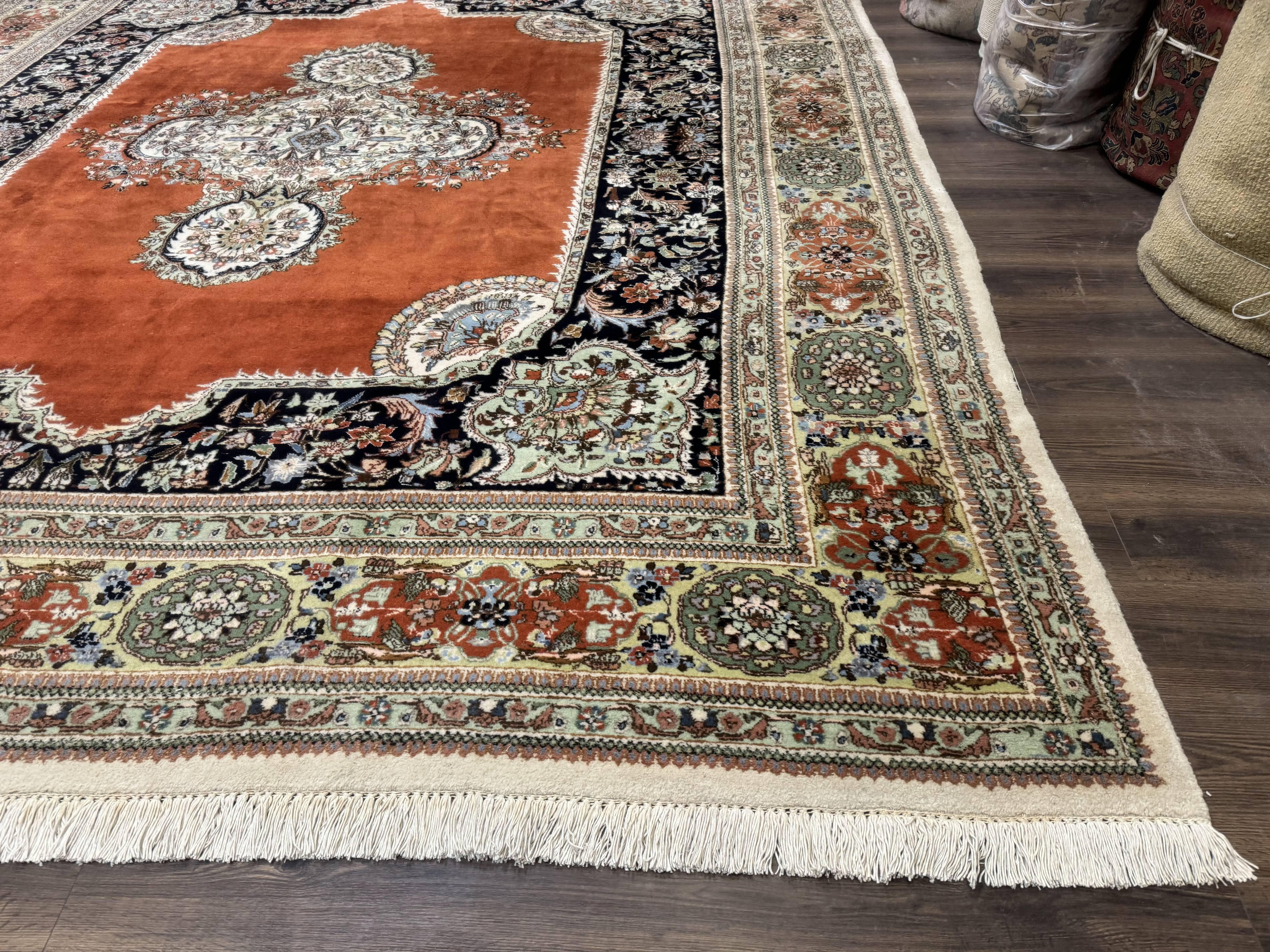 Persian Rug 11x13, Semi Open Field, Soft Wool Pile, Vintage Persian Carpet, Persian Tabriz Tabatabai - Jewel Rugs