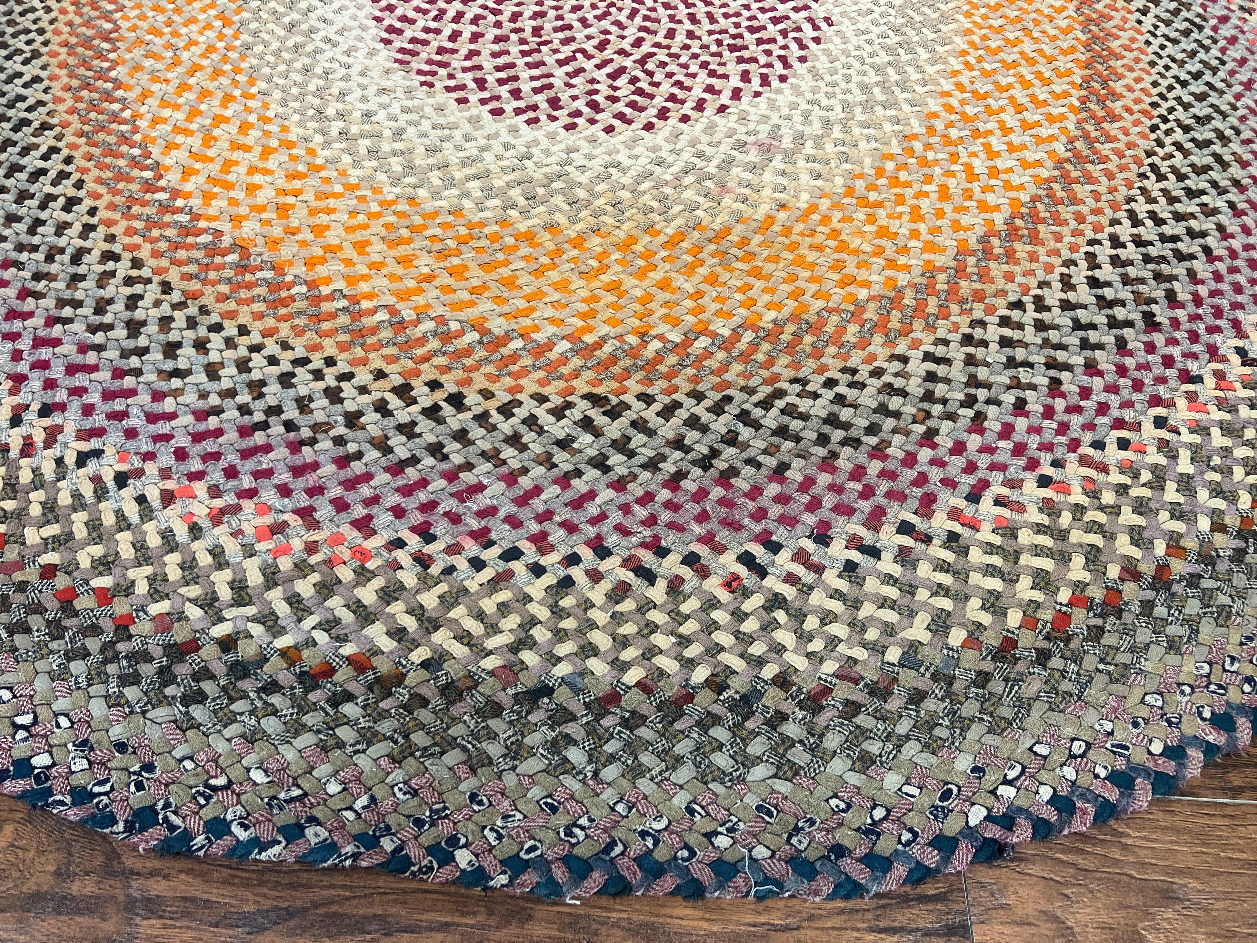 Large American Braided Rug 9x9, Multicolor Vintage Braided Carpet - Jewel Rugs