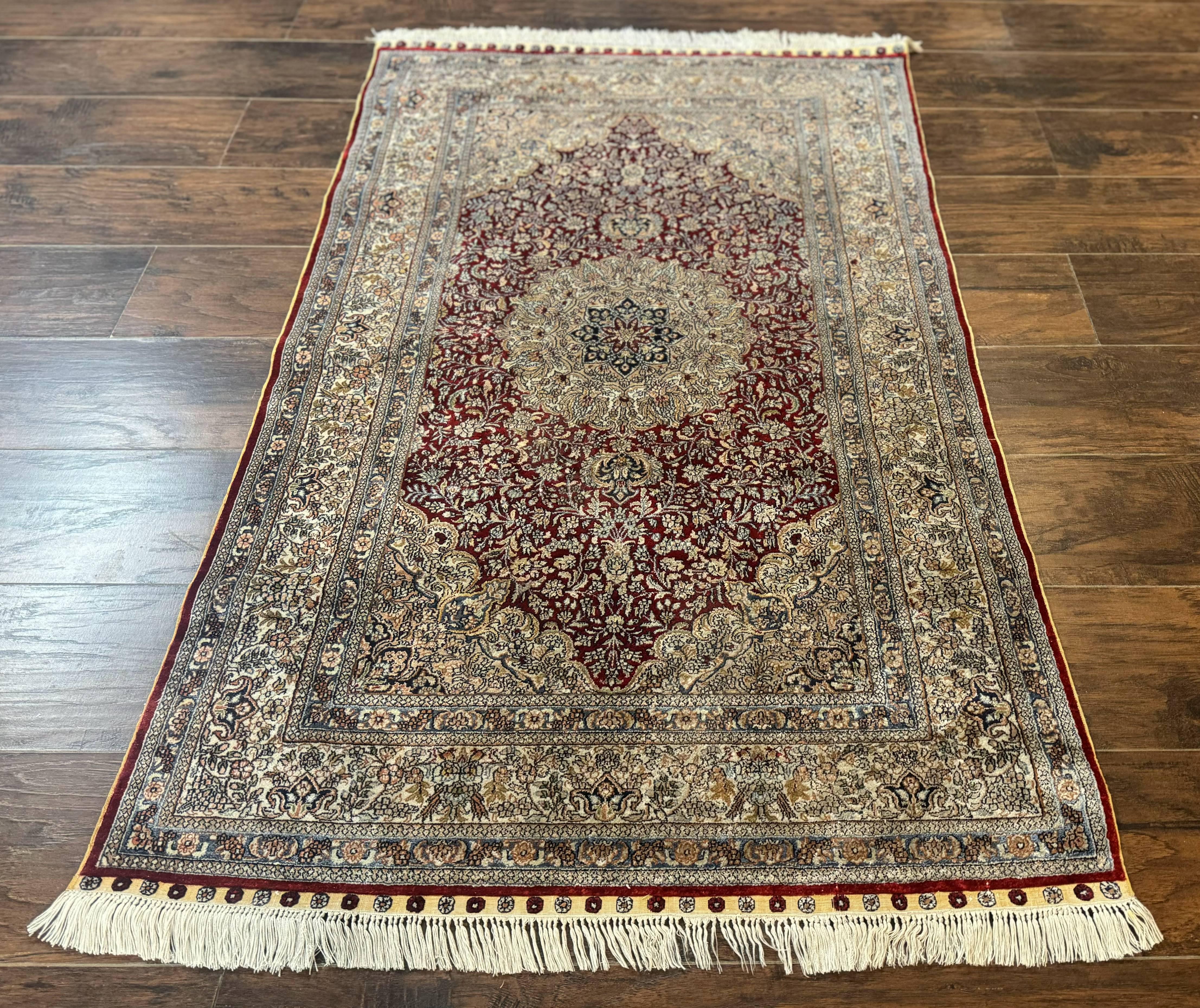 Sino Persian Silk Rug 3x5, Super Fine 440 KPSI, Floral Medallion, Handmade - Jewel Rugs