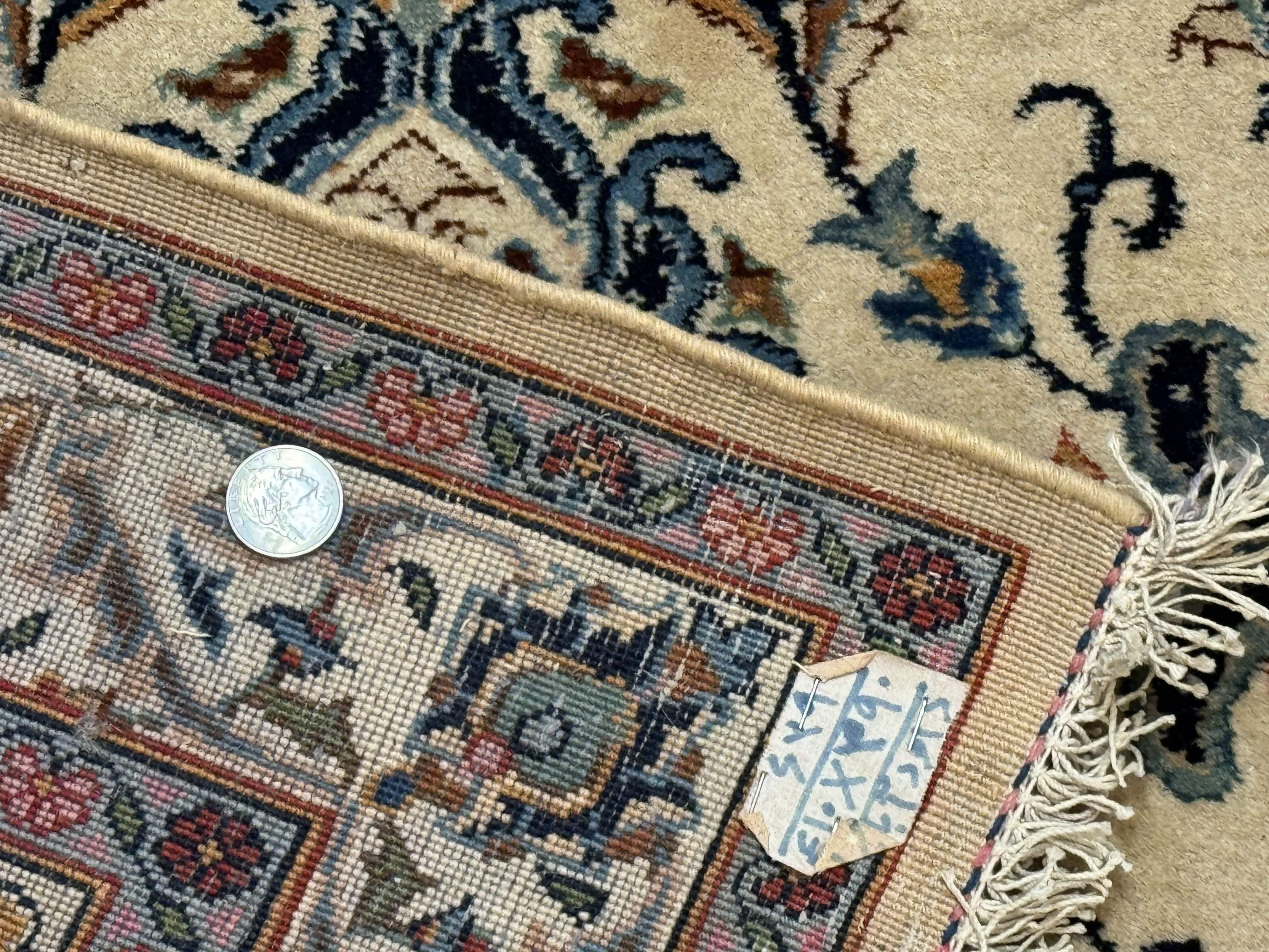 Persian Kashan Rug 10x14, Bone - Beige and Blue, Allover Pattern, Traditional Persian Carpet, Fine 260 KPSI - Jewel Rugs