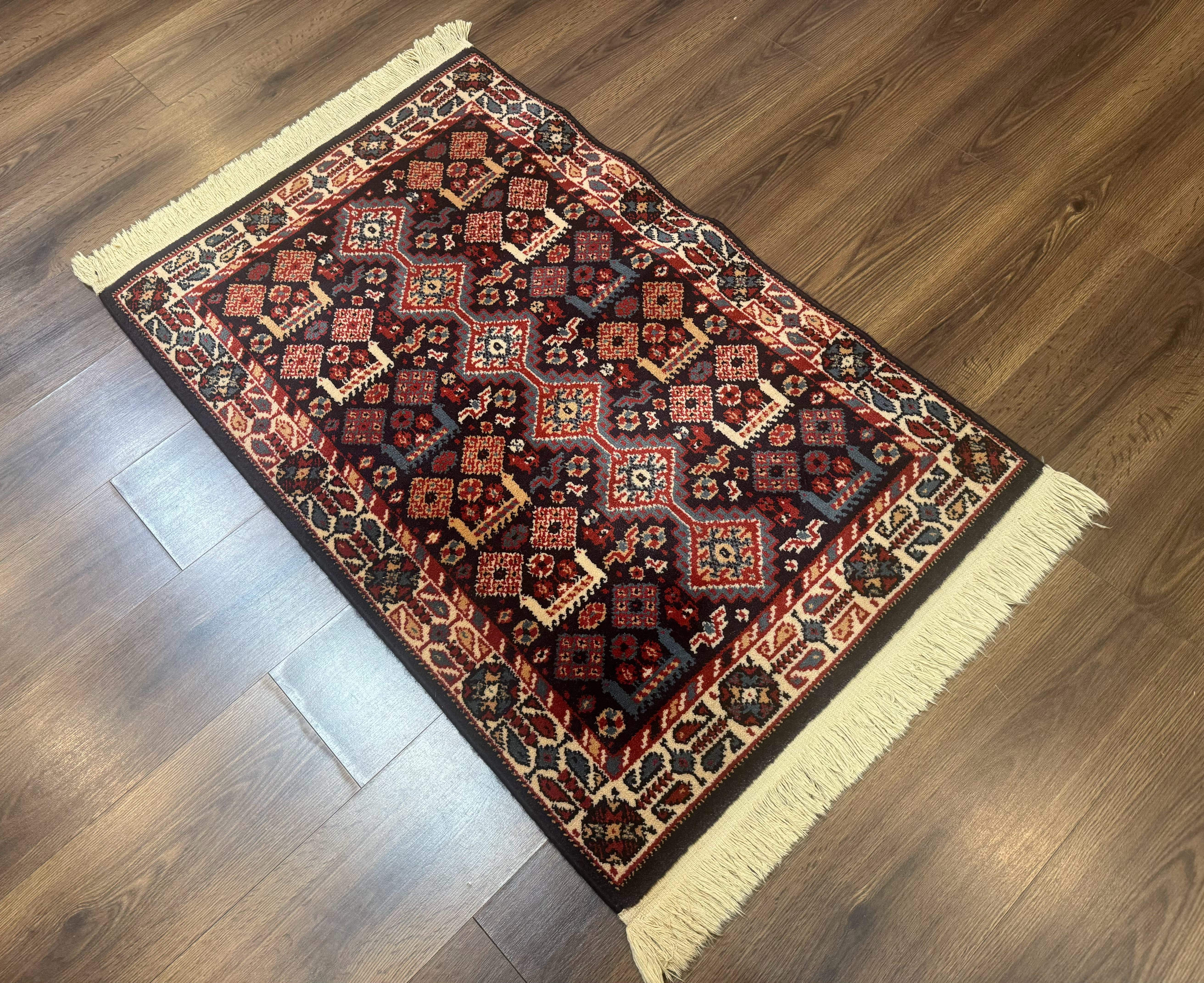 Small Karastan Rug 3x4, Yuruk Collection, Wool, Tribal, Geometric, Navy Blue - Jewel Rugs