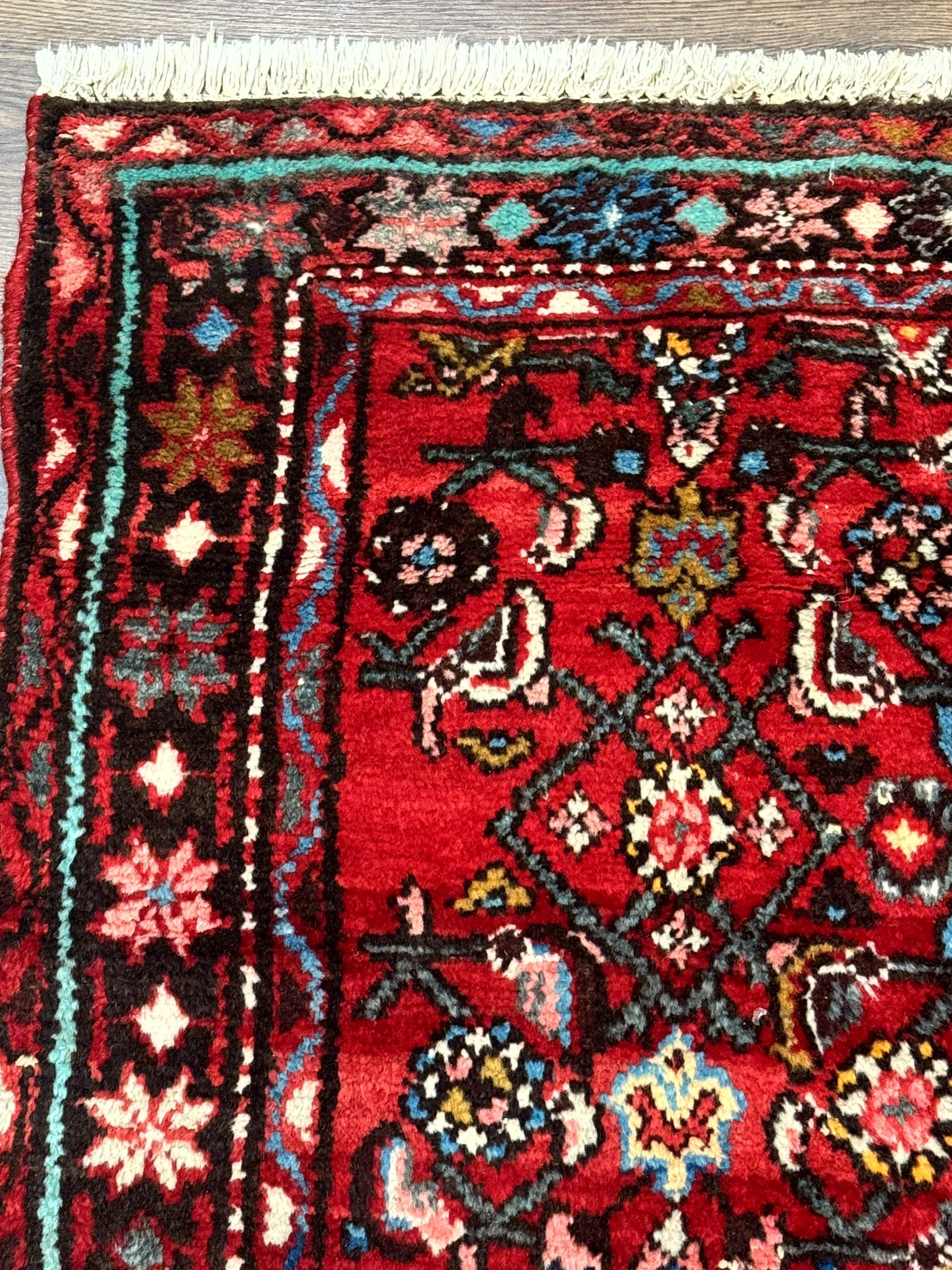 Red Persian Rug 4x7, Village Rug, Wool Vintage Carpet - Jewel Rugs