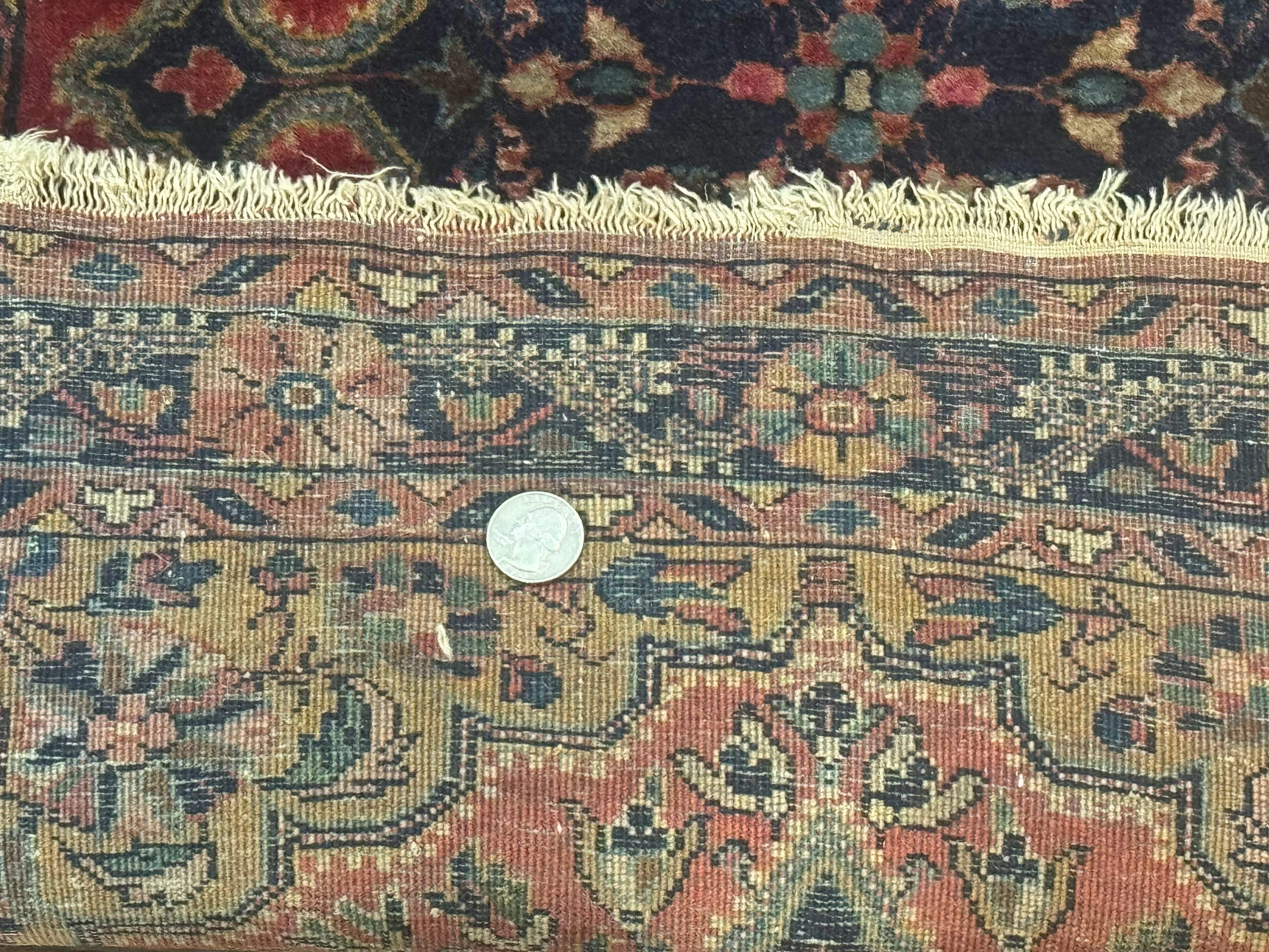 Persian Sarouk Rug 2x3 – Red and Navy, Small Hand-Knotted Wool Antique Accent Rug - Jewel Rugs