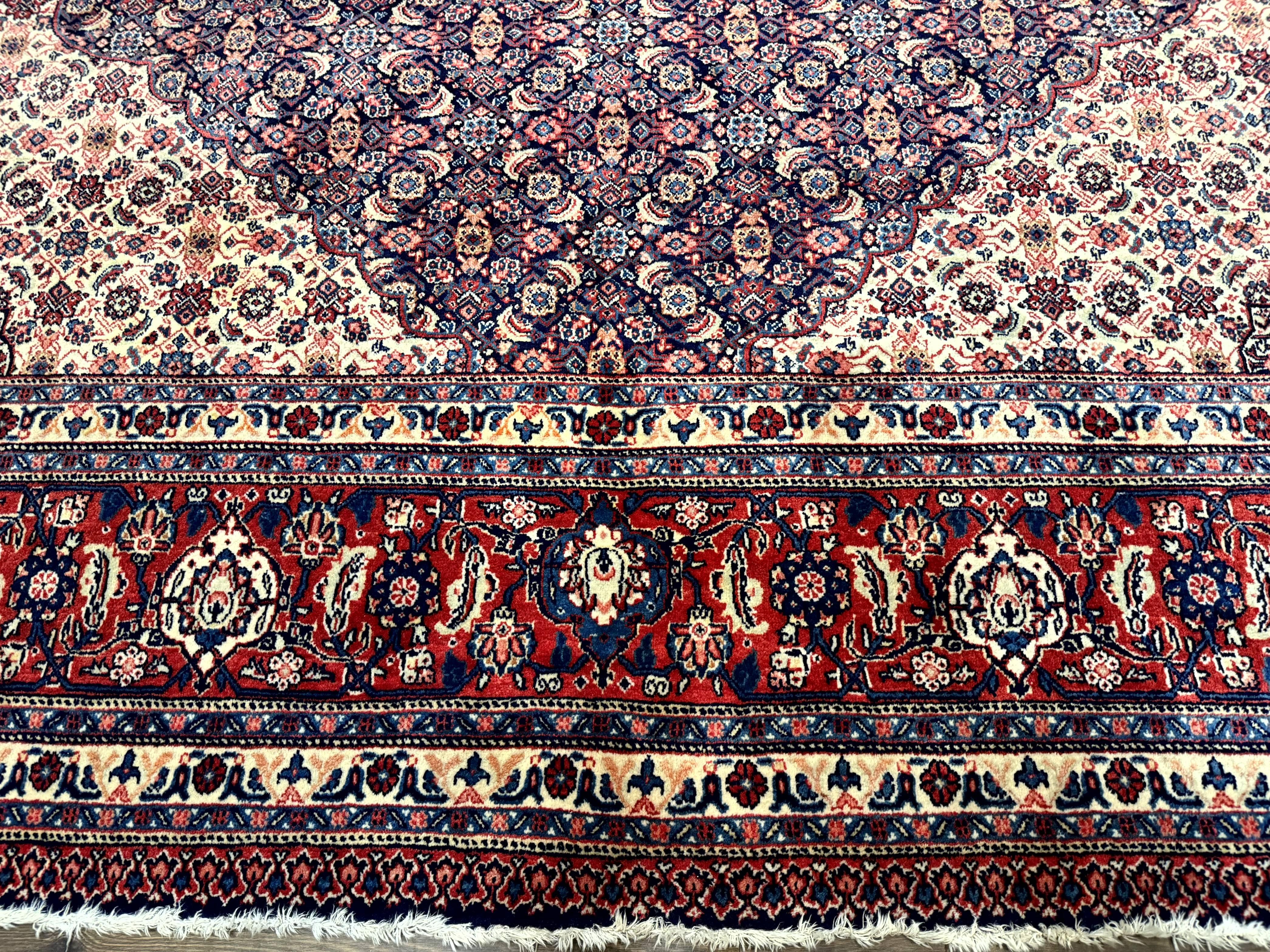 Persian Tabriz Rug 11x14 Navy Blue Herati Wool Carpet - Jewel Rugs