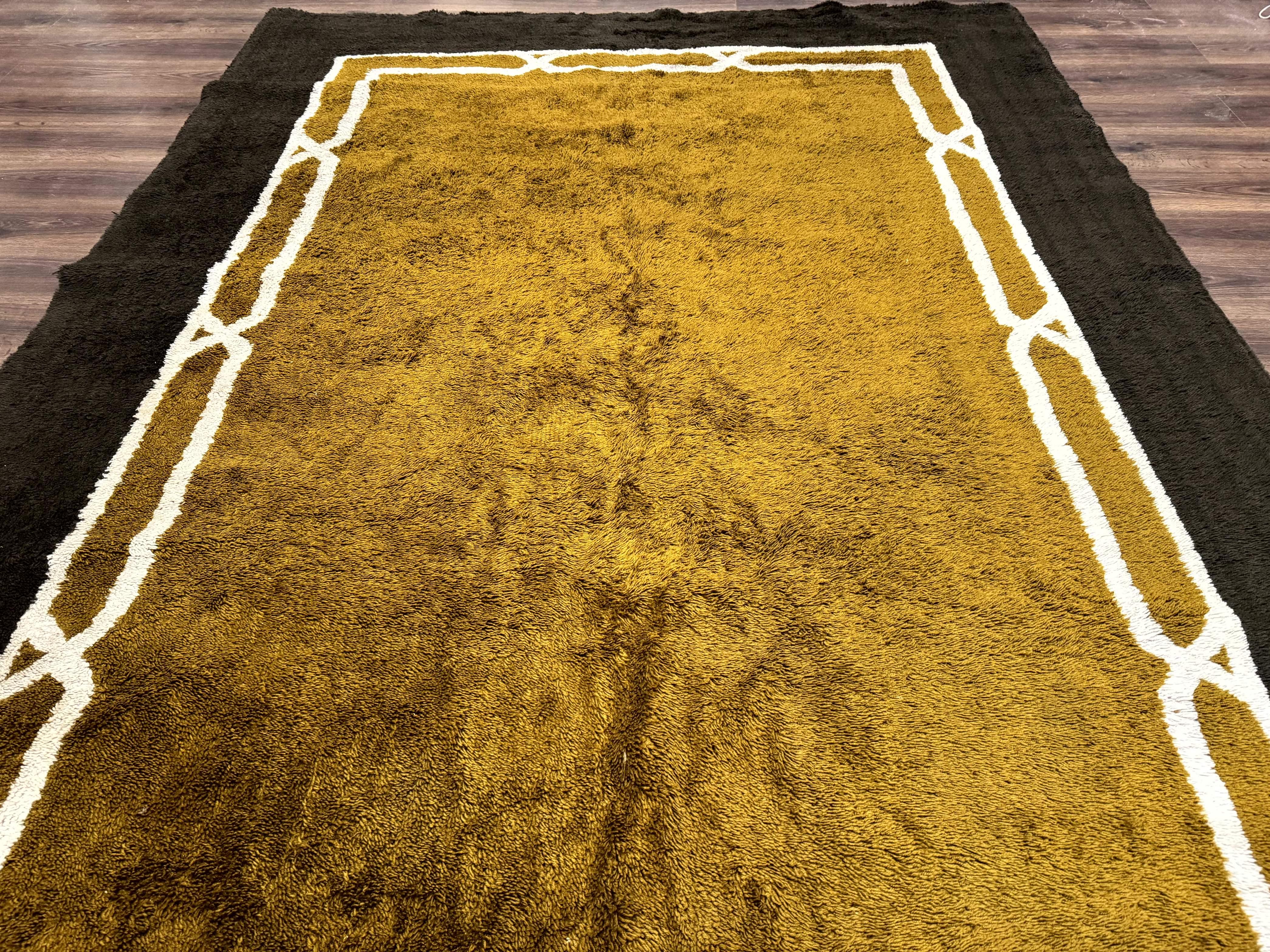 Mid Century Shag Rug 8x11, Large Vintage Shag Rug, Open Field, European Shag Rug - Jewel Rugs