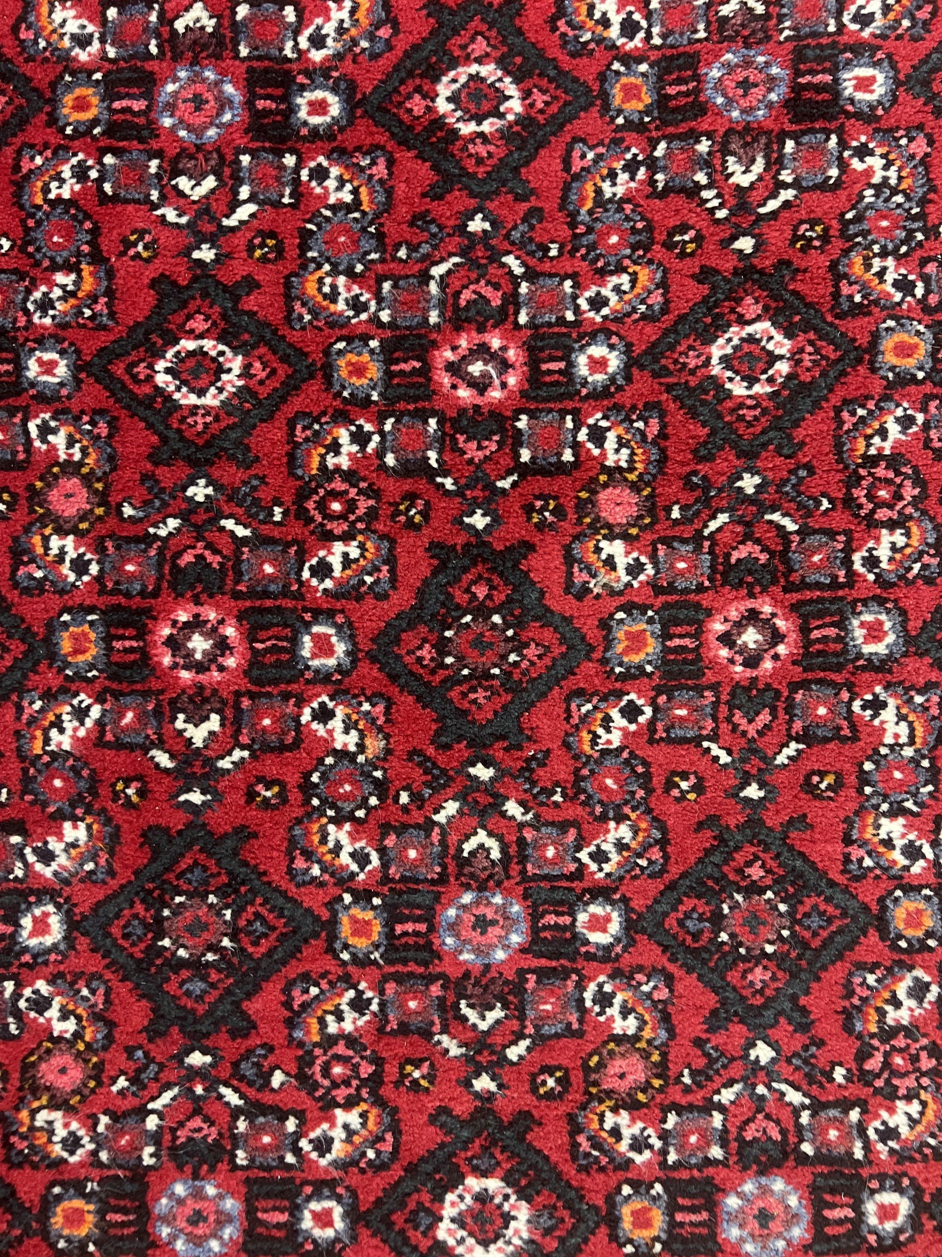 Persian Runner Rug 3 x 16, Wool Handmade Long Antique Hamadan Oriental Rug for Hallway, Red Tribal Rug, Allover Pattern, 3x16 Runner Rug - Jewel Rugs