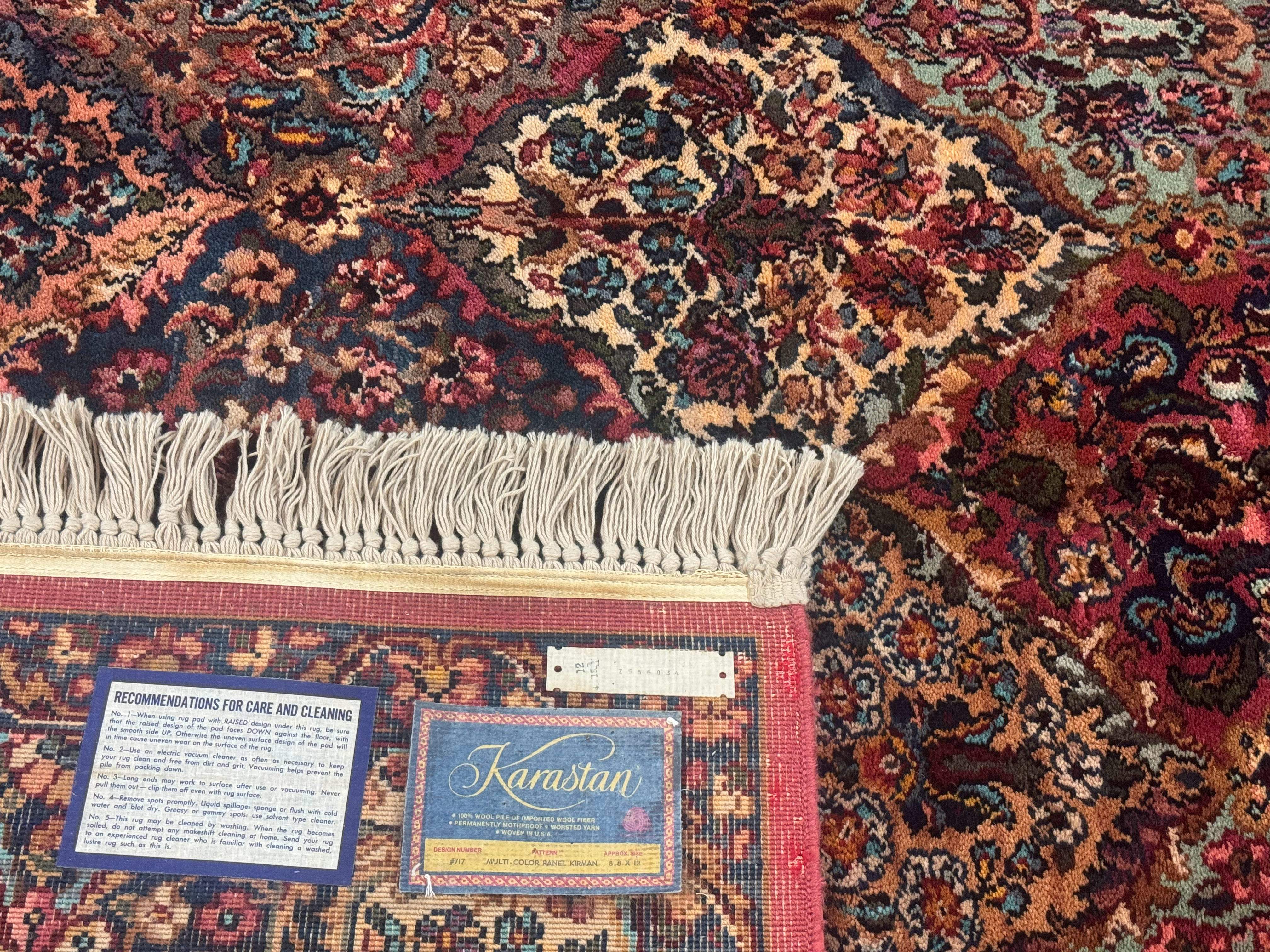 8.8 x 12 Karastan Multicolor Kirman Rug #717 - Vintage Wool Carpet - Jewel Rugs