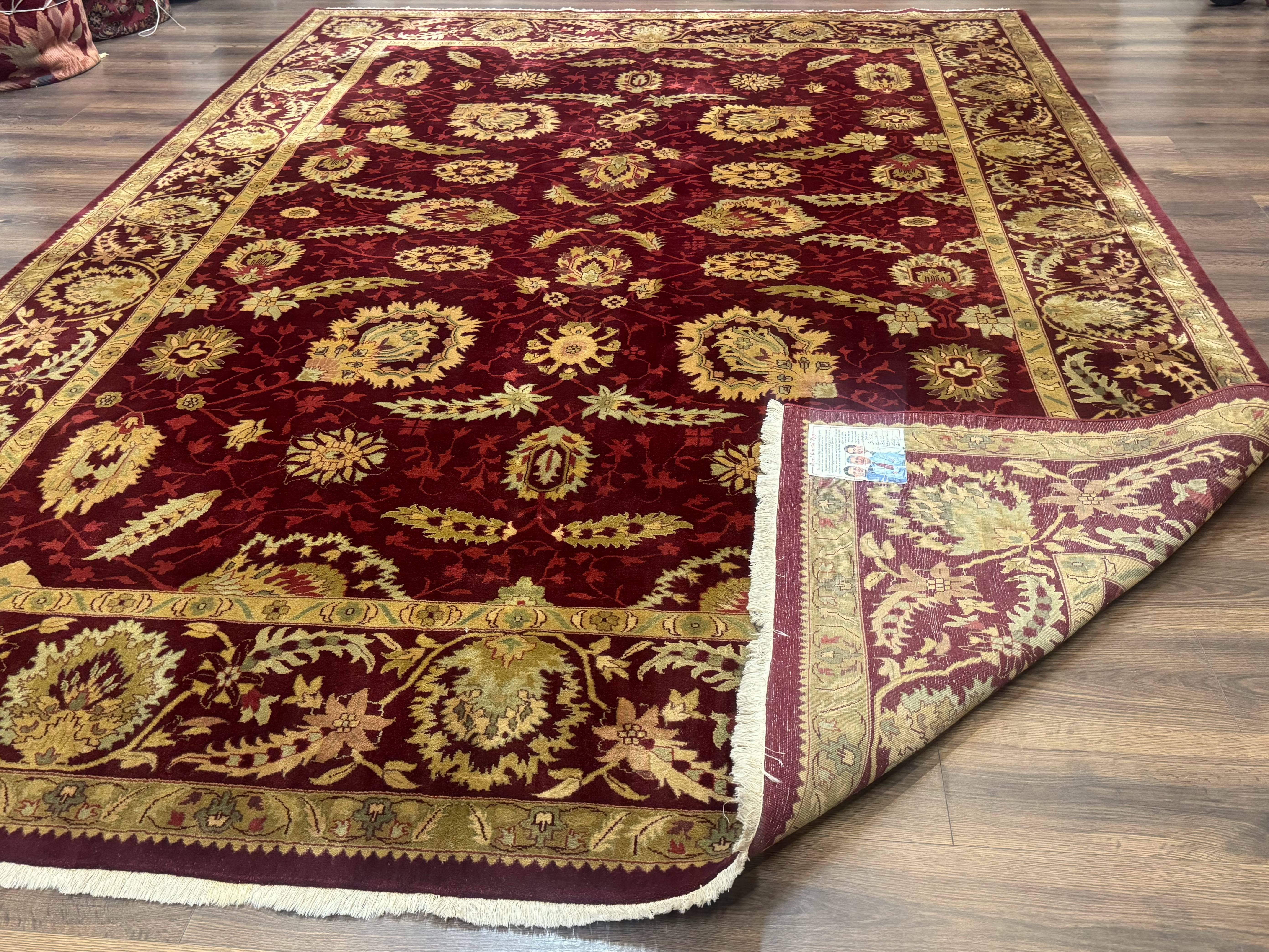 Indo Mahal Rug 9x12, Allover Pattern, Dark Red, Traditional Wool Area Rug - Jewel Rugs