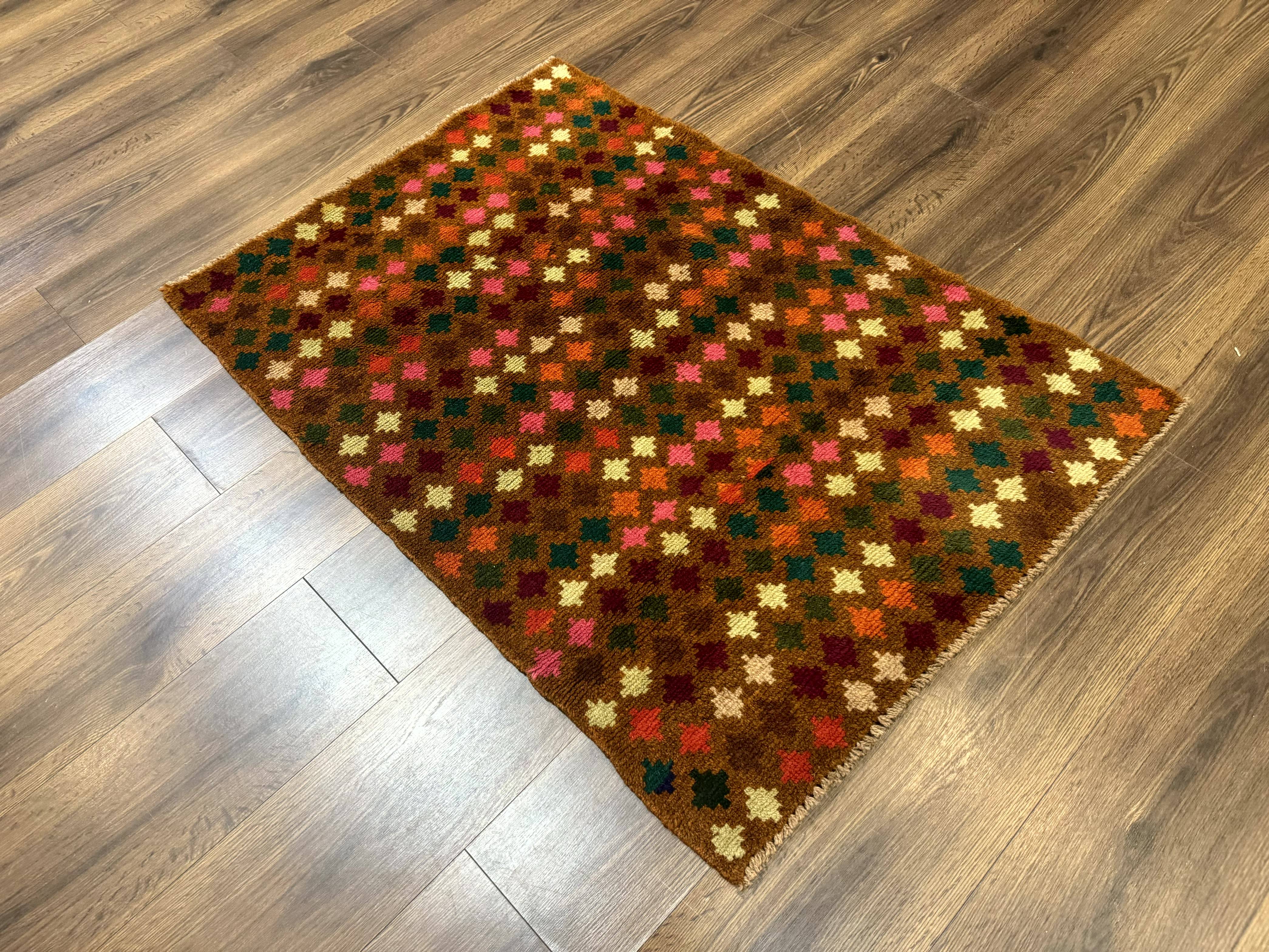 Colorful Afghan Balouch Rug 3x4, Vintage Handmade Wool Carpet - Jewel Rugs