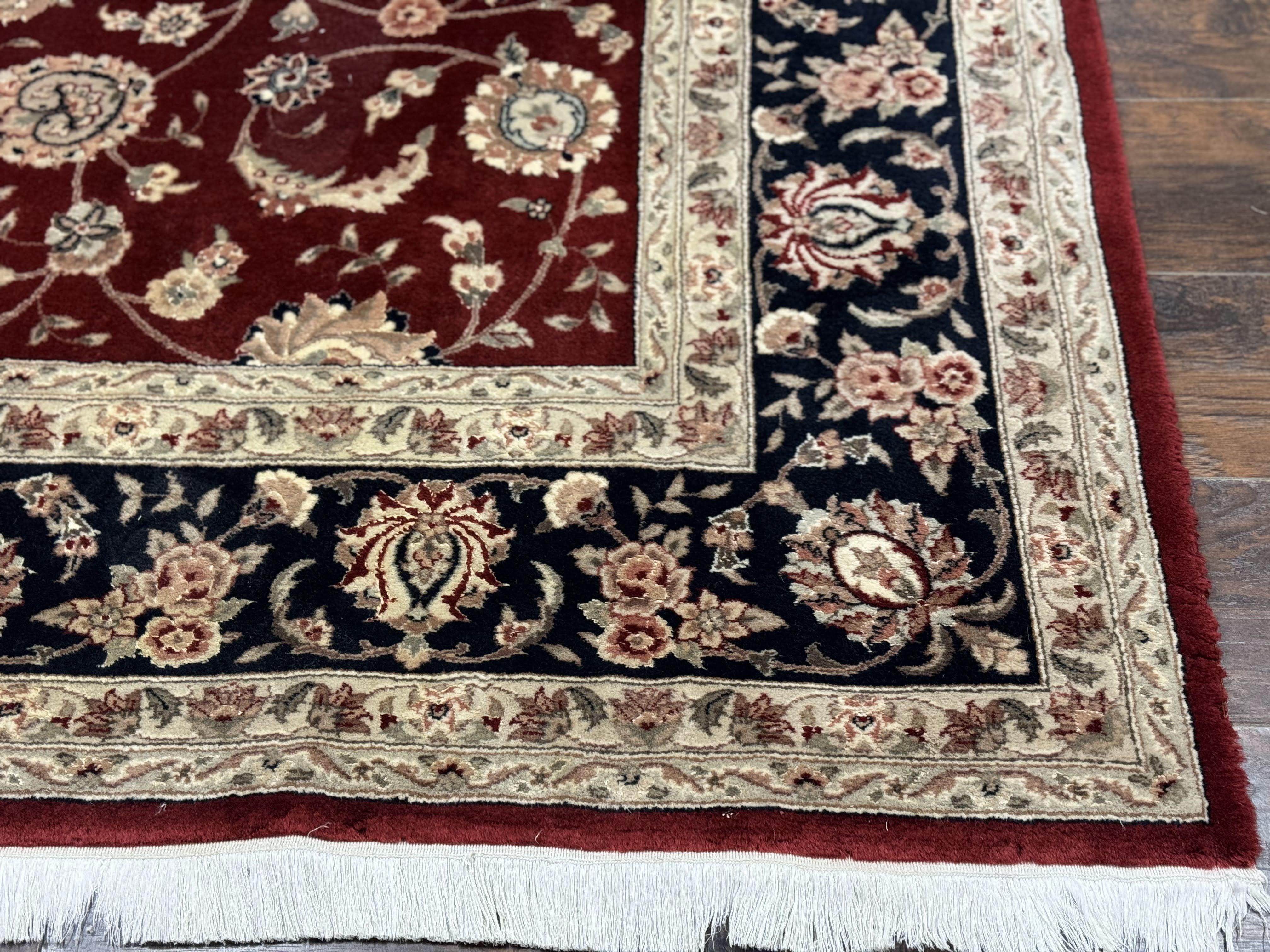 Maroon Persian Area Rug 8x10, Floral Allover, Pak Persian, Wool and Silk Highlights, Traditional Oriental Carpet - Jewel Rugs