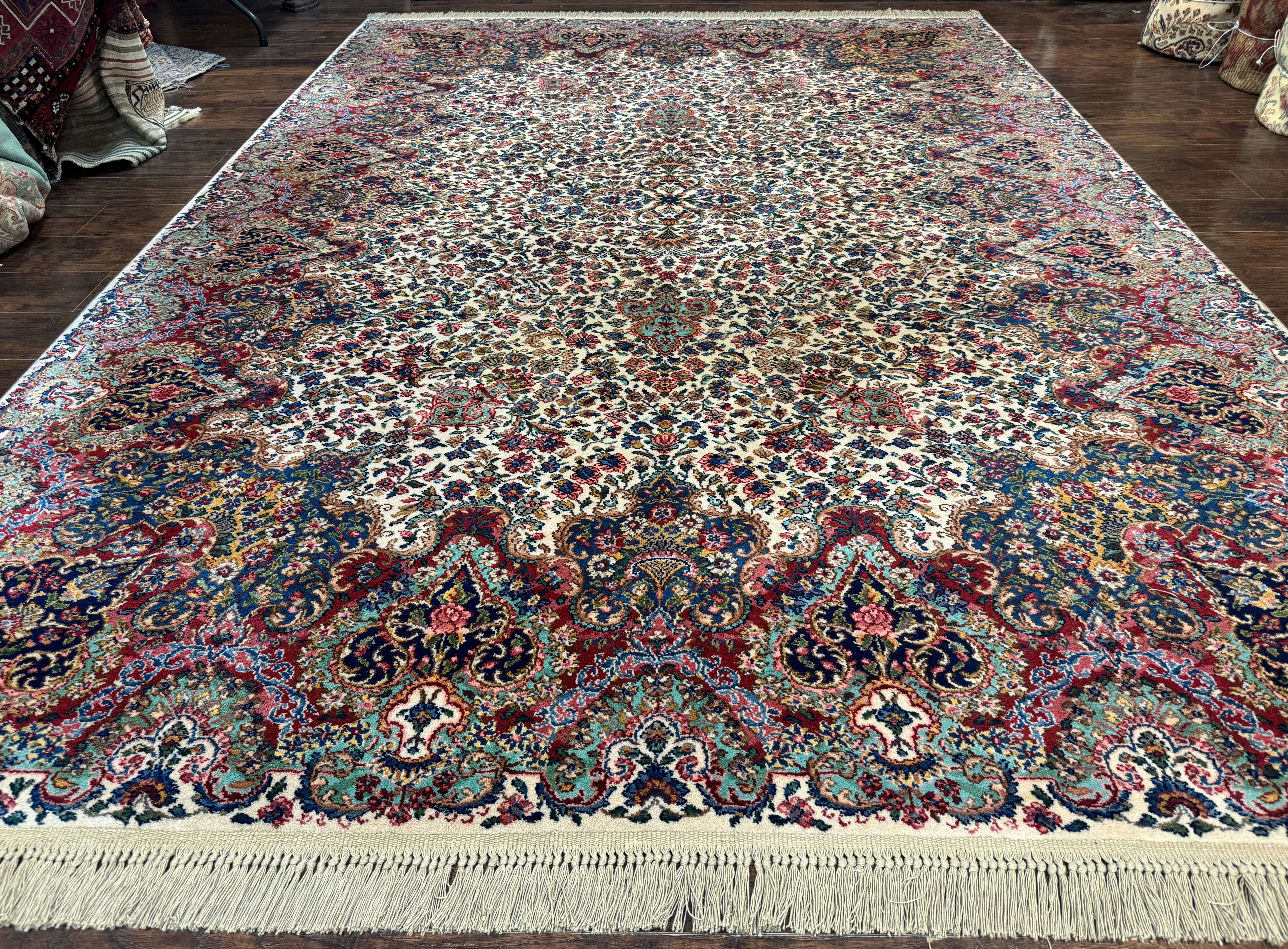 Karastan Rug #742 Floral Kirman 8.8 x 12, Wool Pile, Vintage Original Series, Rare - Jewel Rugs