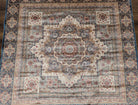 Square Turkish Silk Rug 5x5, Mamluk Design, Detailed, New, Bamboo Silk - Jewel Rugs