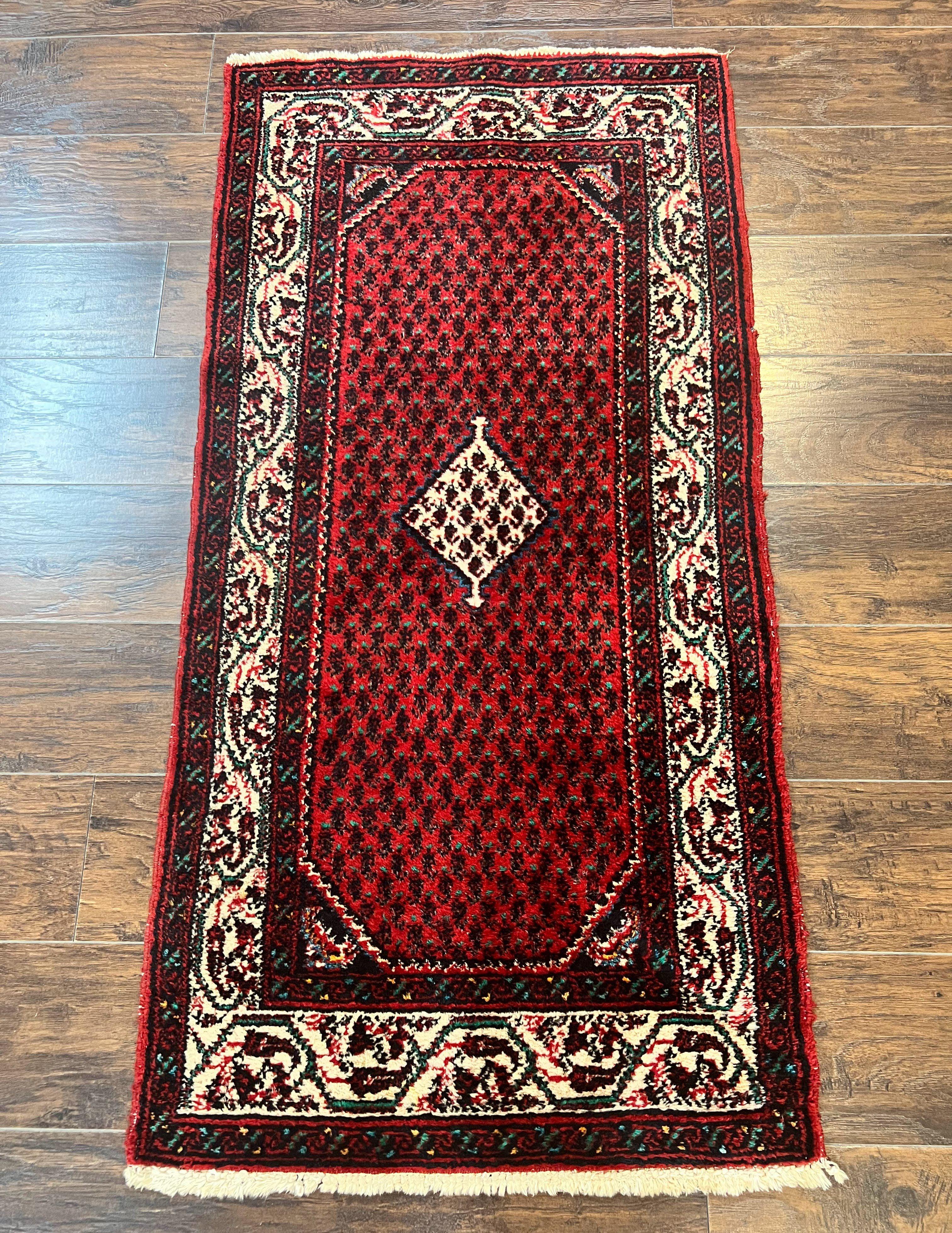 Persian Tribal Rug 2.6 x 5, Boteh Paisley Pattern, Red and Beige, Wool Hamadan Rug - Jewel Rugs