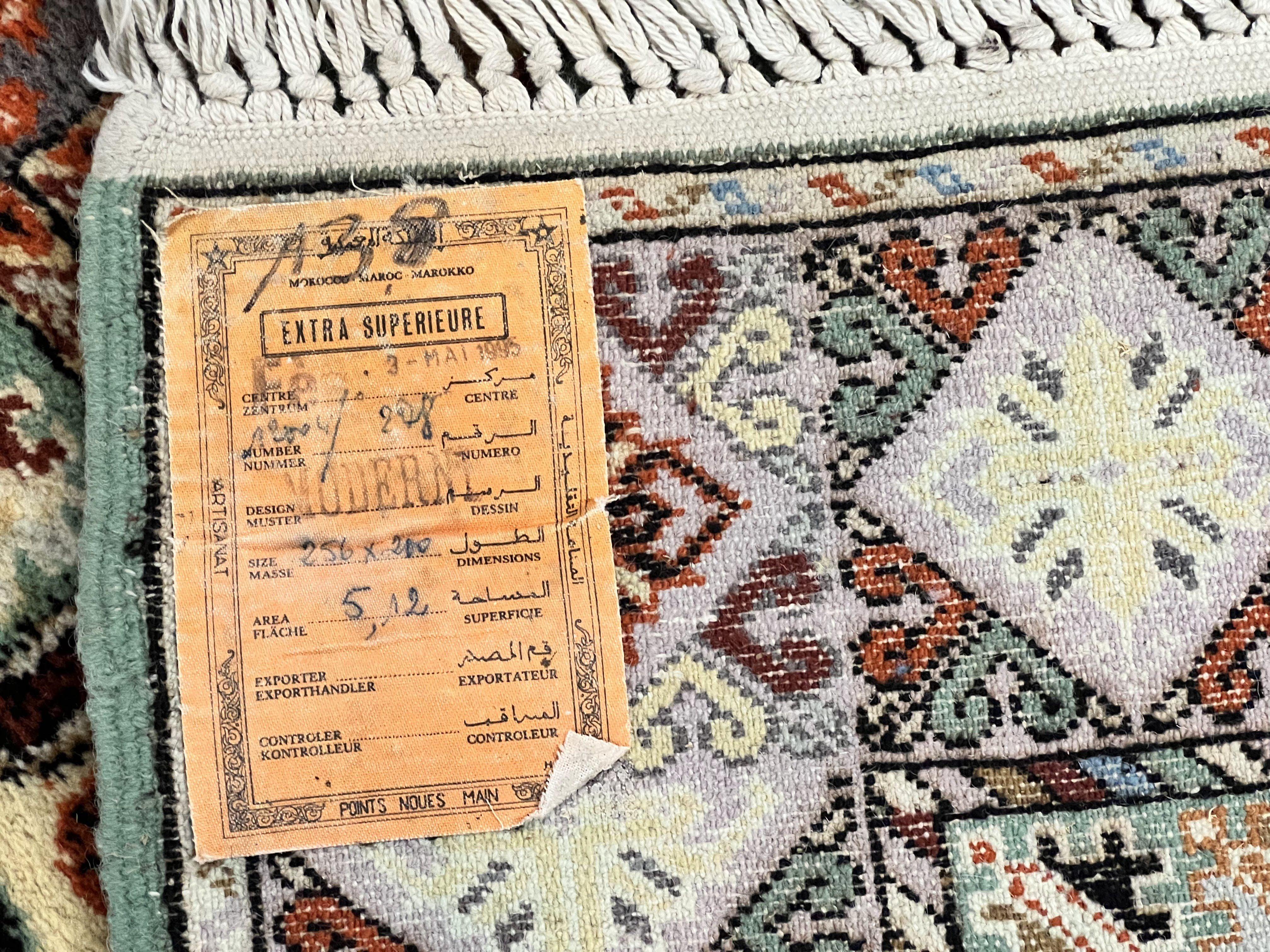 Moroccan Rug 7x8, Wool Hand Knotted Vintage Carpet, Multicolor Panel Design Oriental Rug - Jewel Rugs