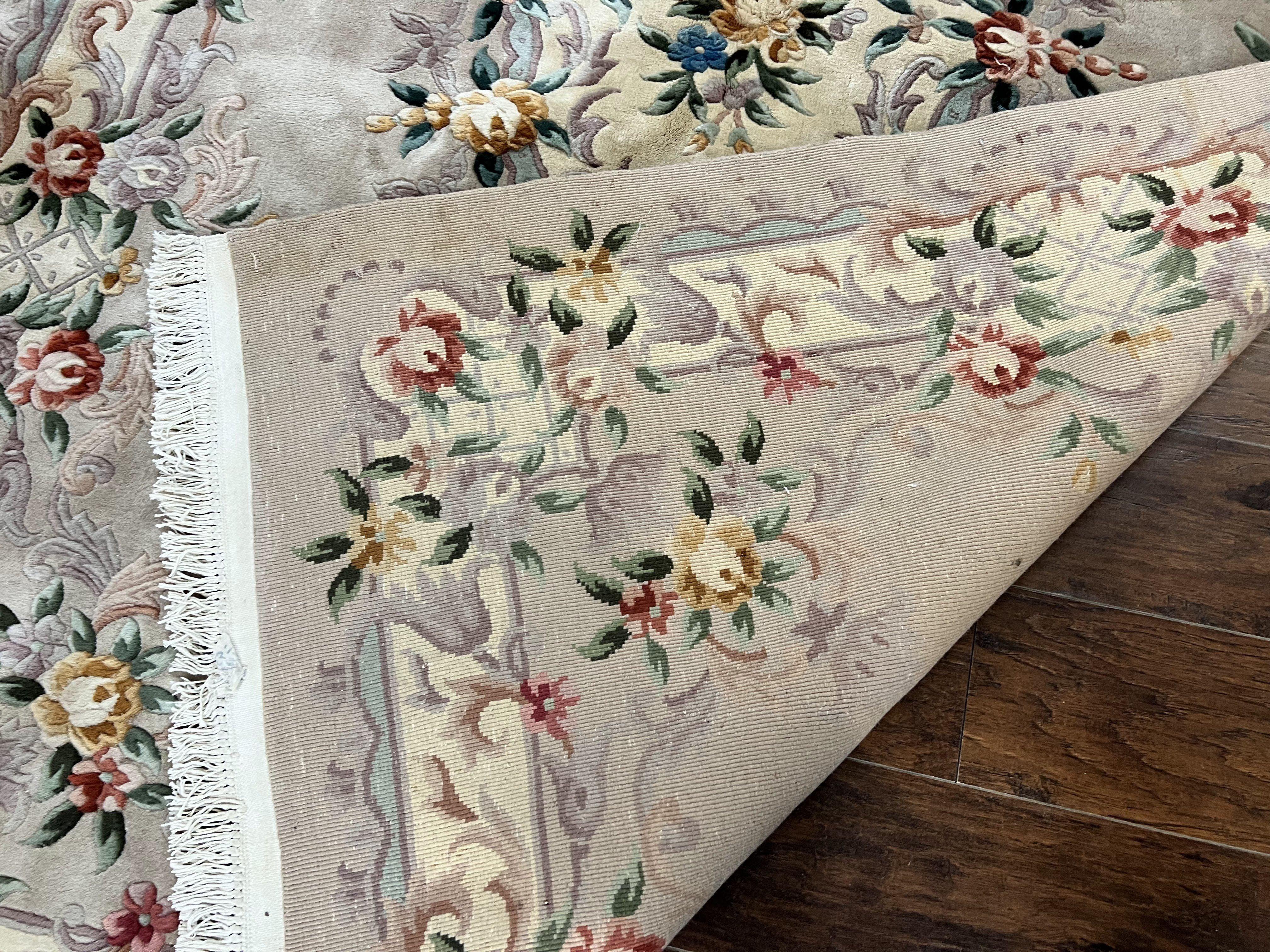 Chinese 90 Line Rug, Aubusson Rug 6x9, Wool Hand Knotted Vintage Carpet, Art Deco Rug 6 x 9 ft, Soft Pile - Jewel Rugs