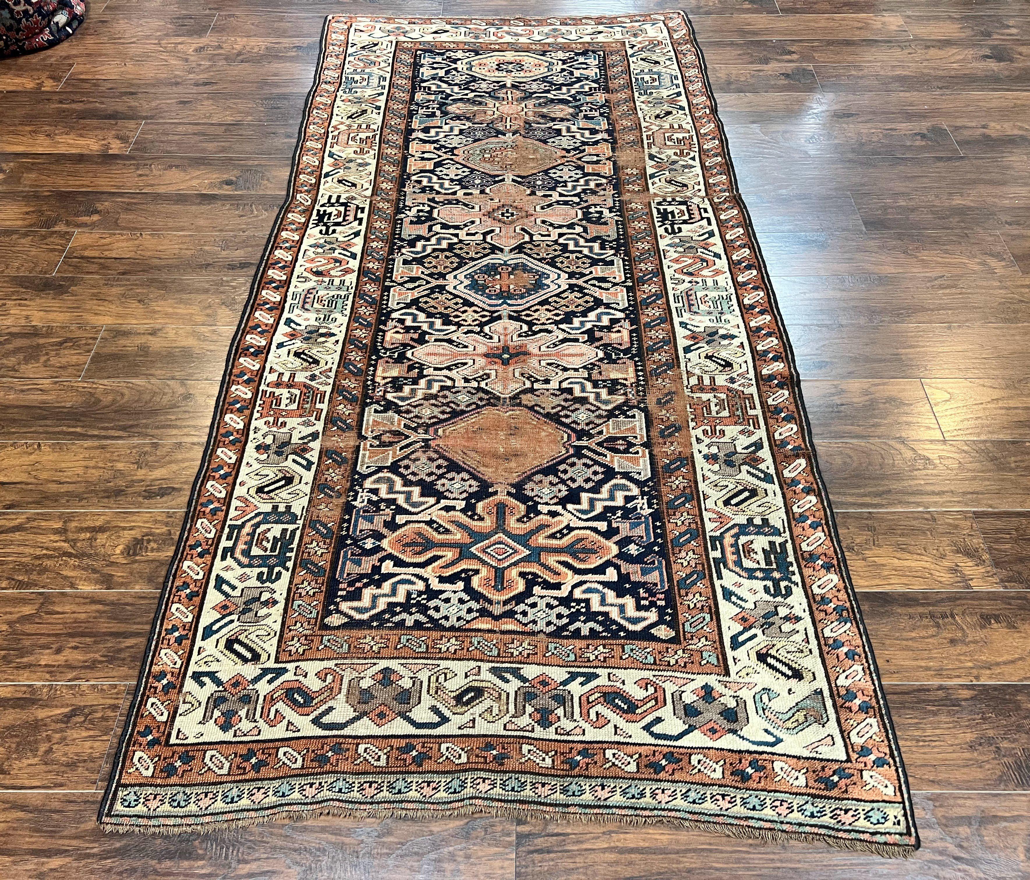 Antique Persian Tribal Runner Rug 4.6 x 9.8, Kurdish Runner, Rug for Hallway or Kitchen, 1920s Carpet, Wool Handmade Rug - Jewel Rugs