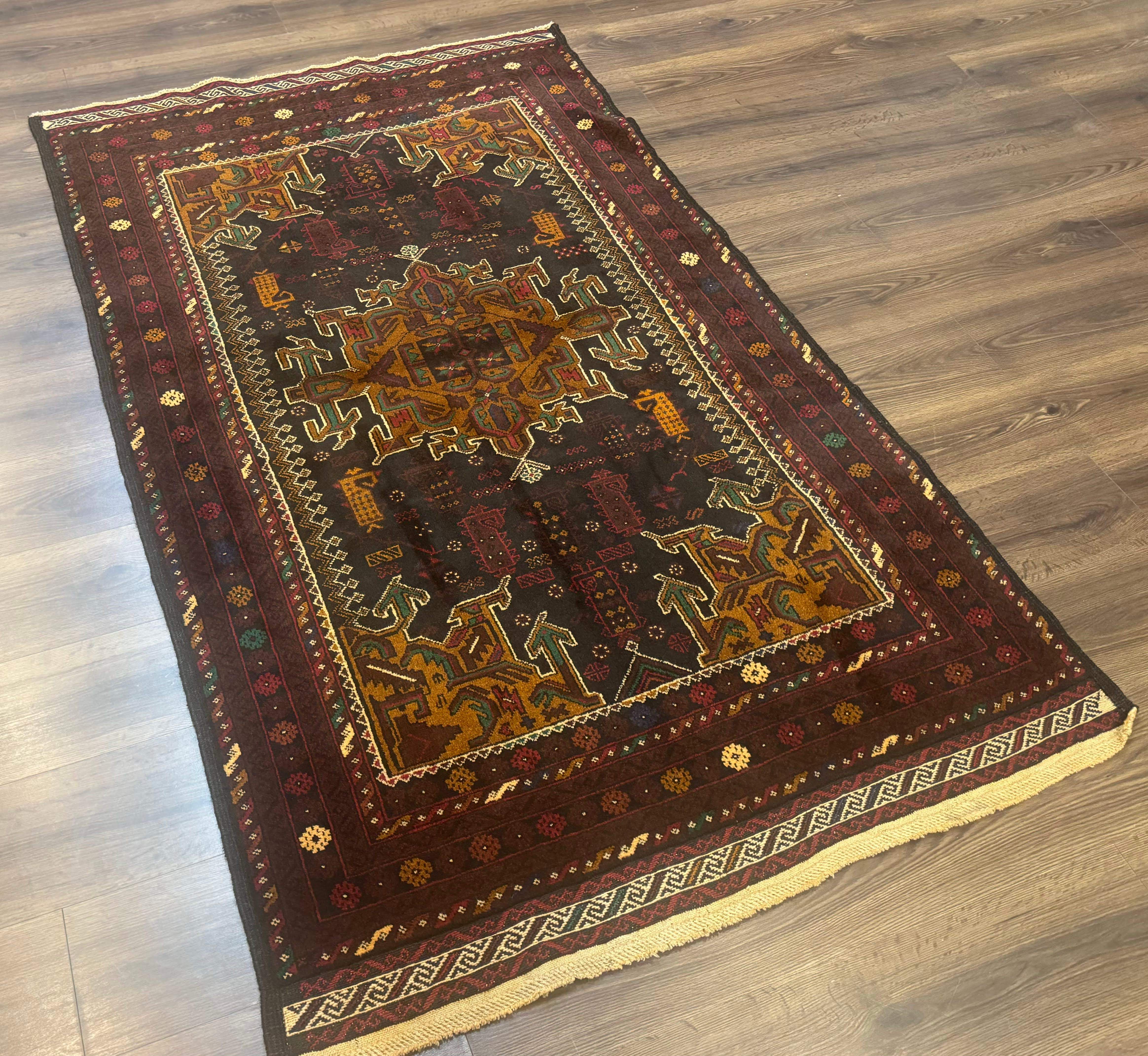 Persian Baluch Rug 4x7, Hand-Knotted Wool Tribal Carpet - Jewel Rugs