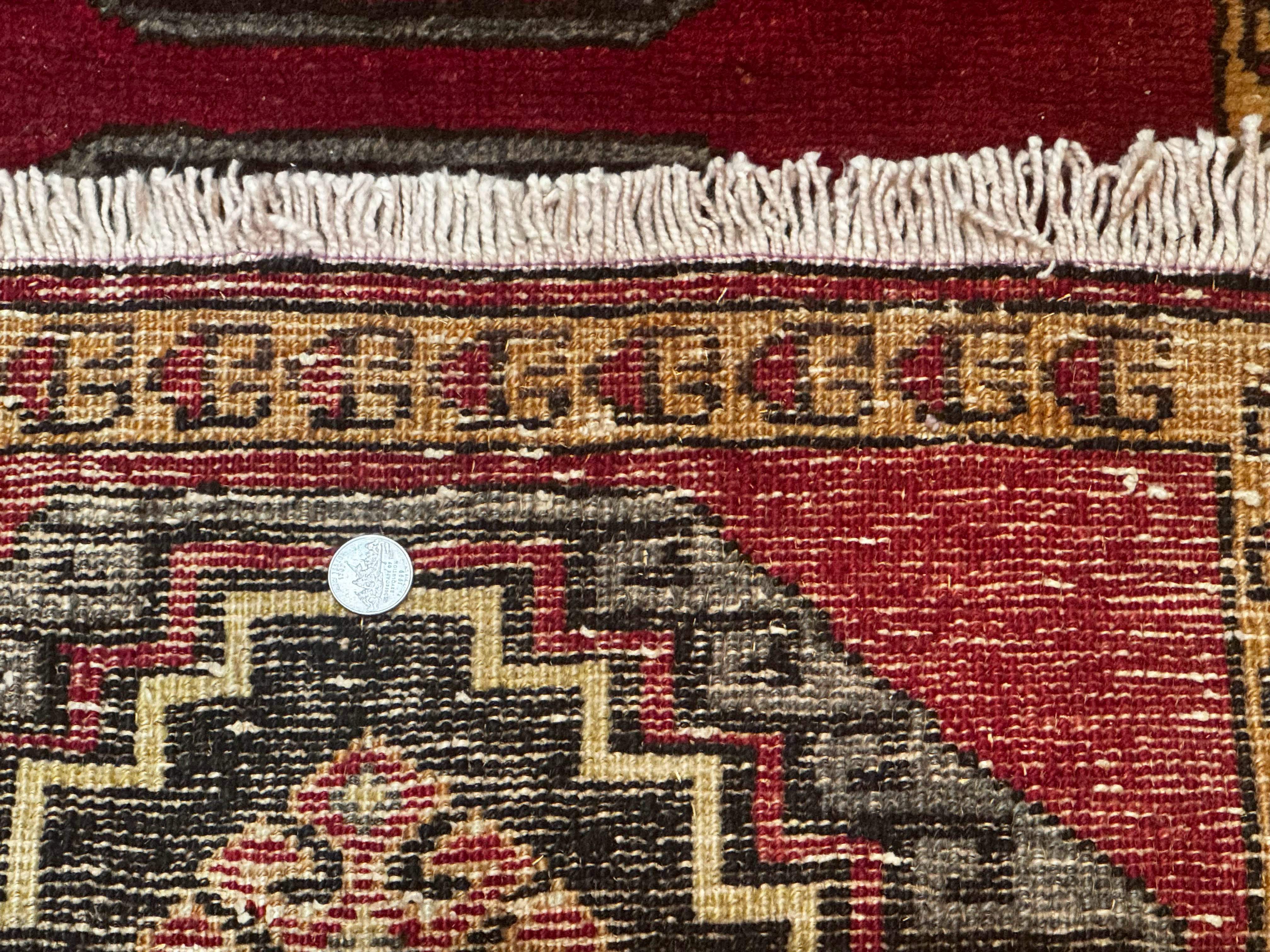 Small Antique Turkish Yastik Rug 2x3, Double Medallions, Geometric, Red, Wool - Jewel Rugs