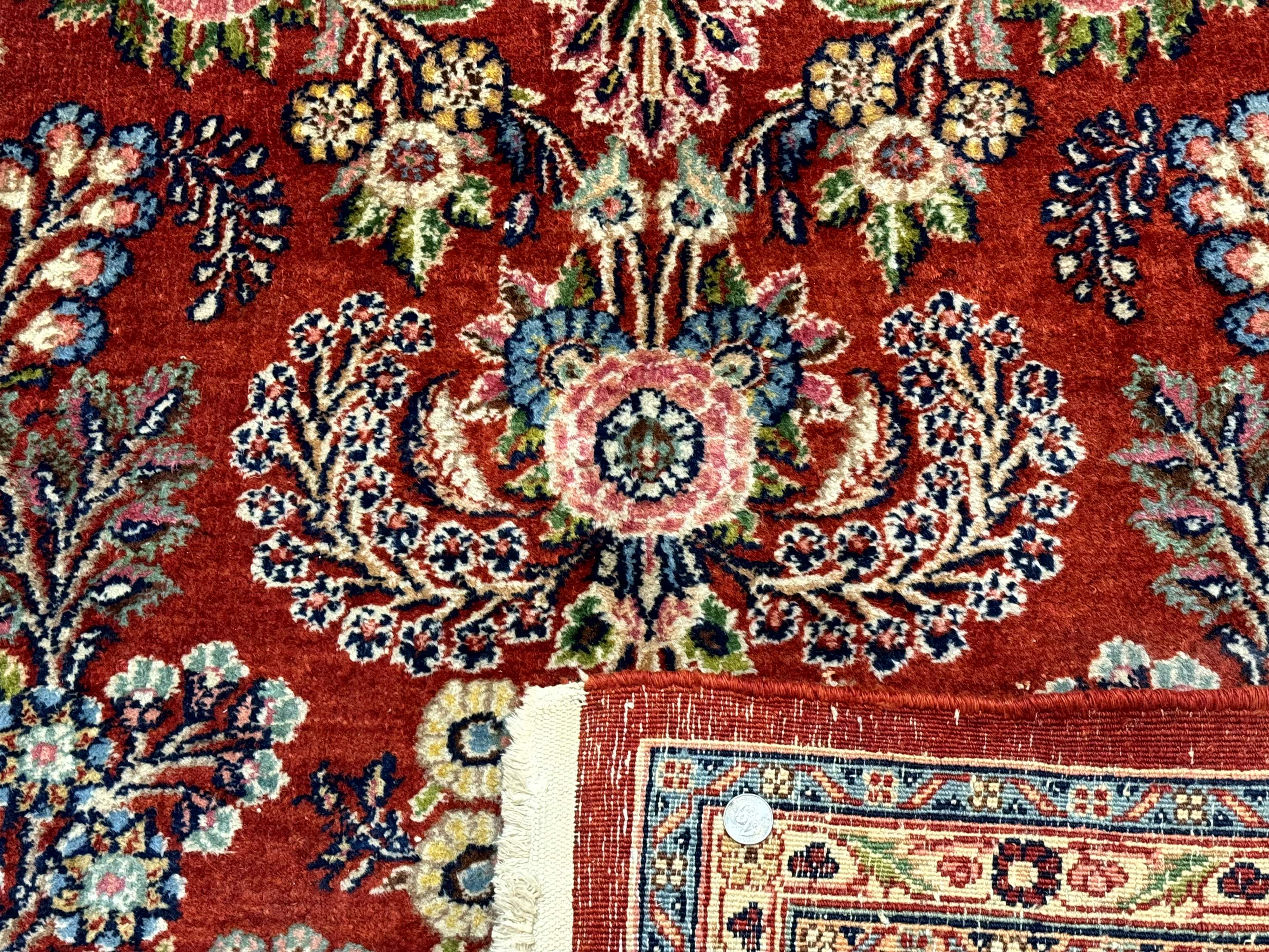 Persian Sarouk Rug 9x14 – Red and Navy, Floral Allover - Jewel Rugs