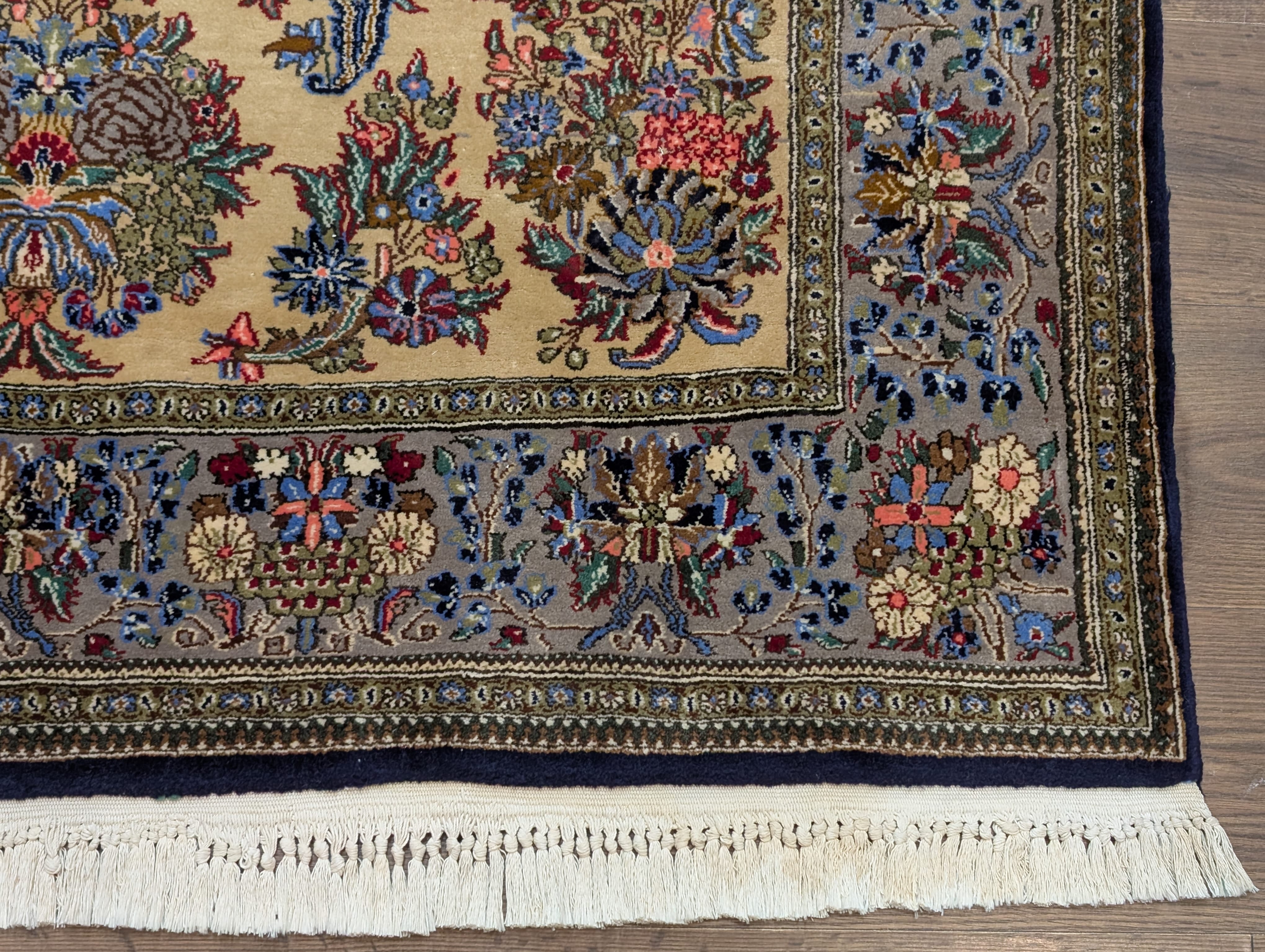 Persian Qum Rug 5x7, Floral, Tan & Multicolor - Jewel Rugs