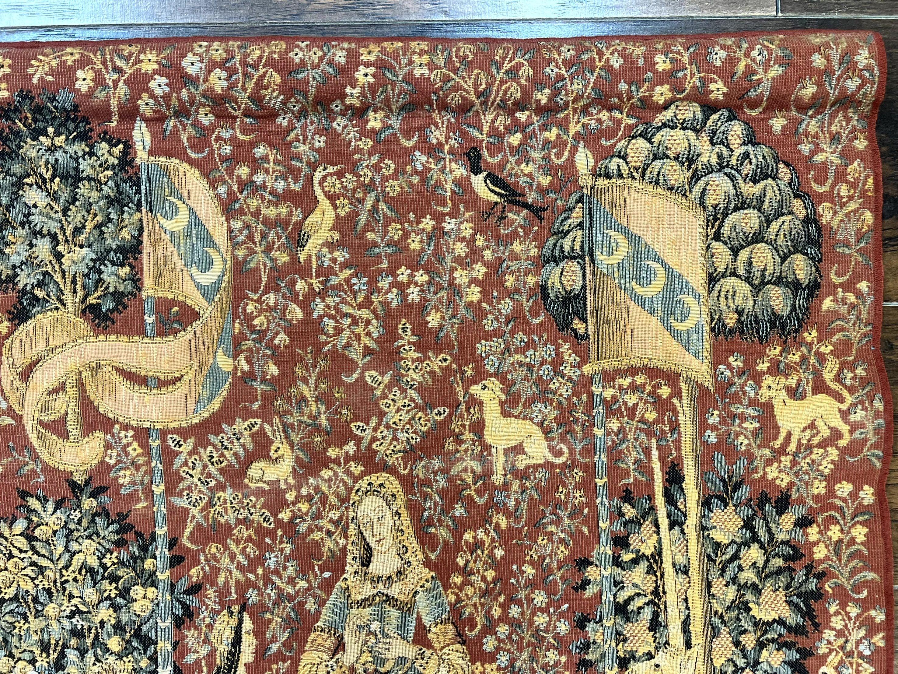 Vintage Tapestry 2x3, Lion Unicorn Flags Princess Medievel Motif - Jewel Rugs