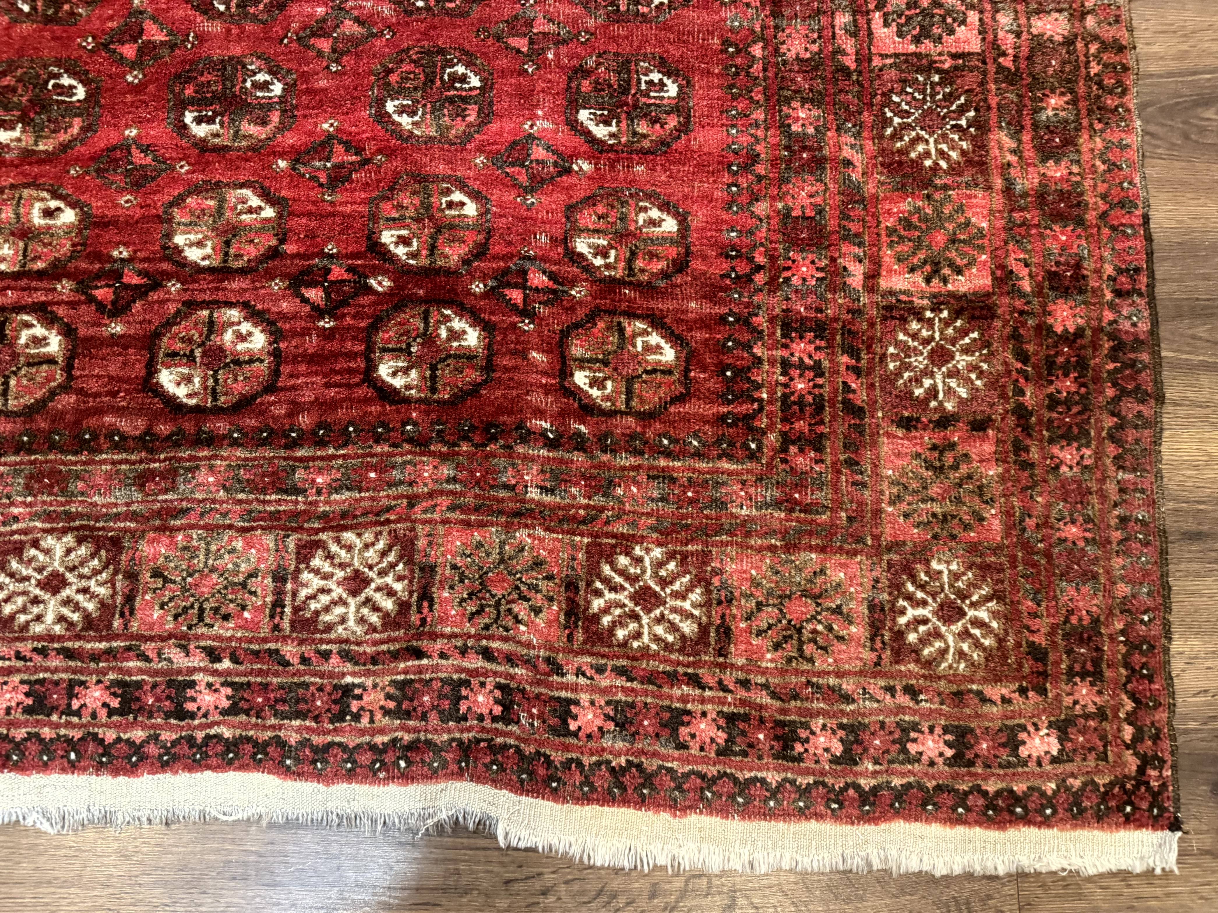Antique Persian Turkoman Rug 5x6, Red - Jewel Rugs