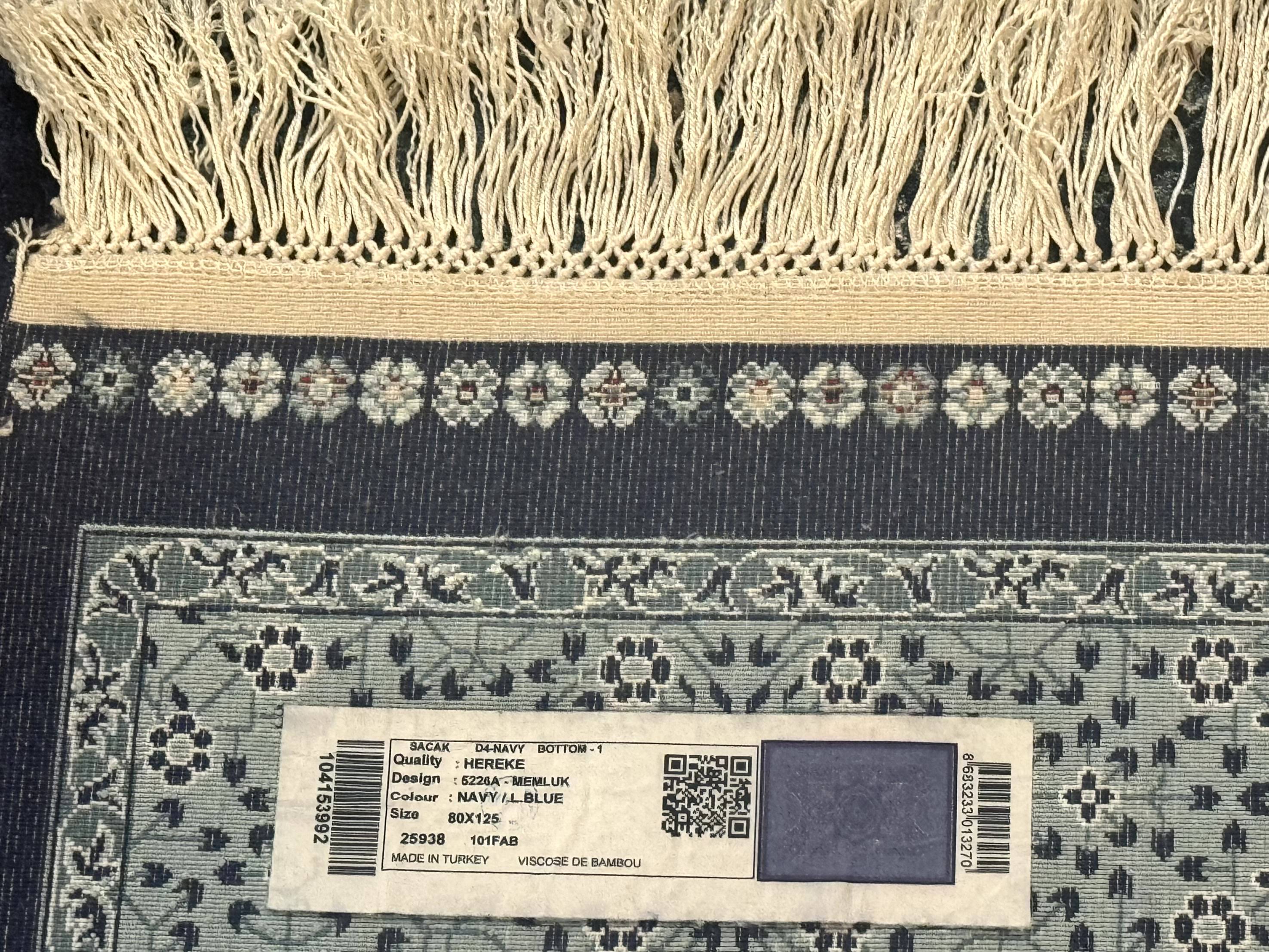 Blue Turkish Silk Hereke Rug 2.6 x 4, Mamluk Red, Blue, Bamboo Silk - Jewel Rugs