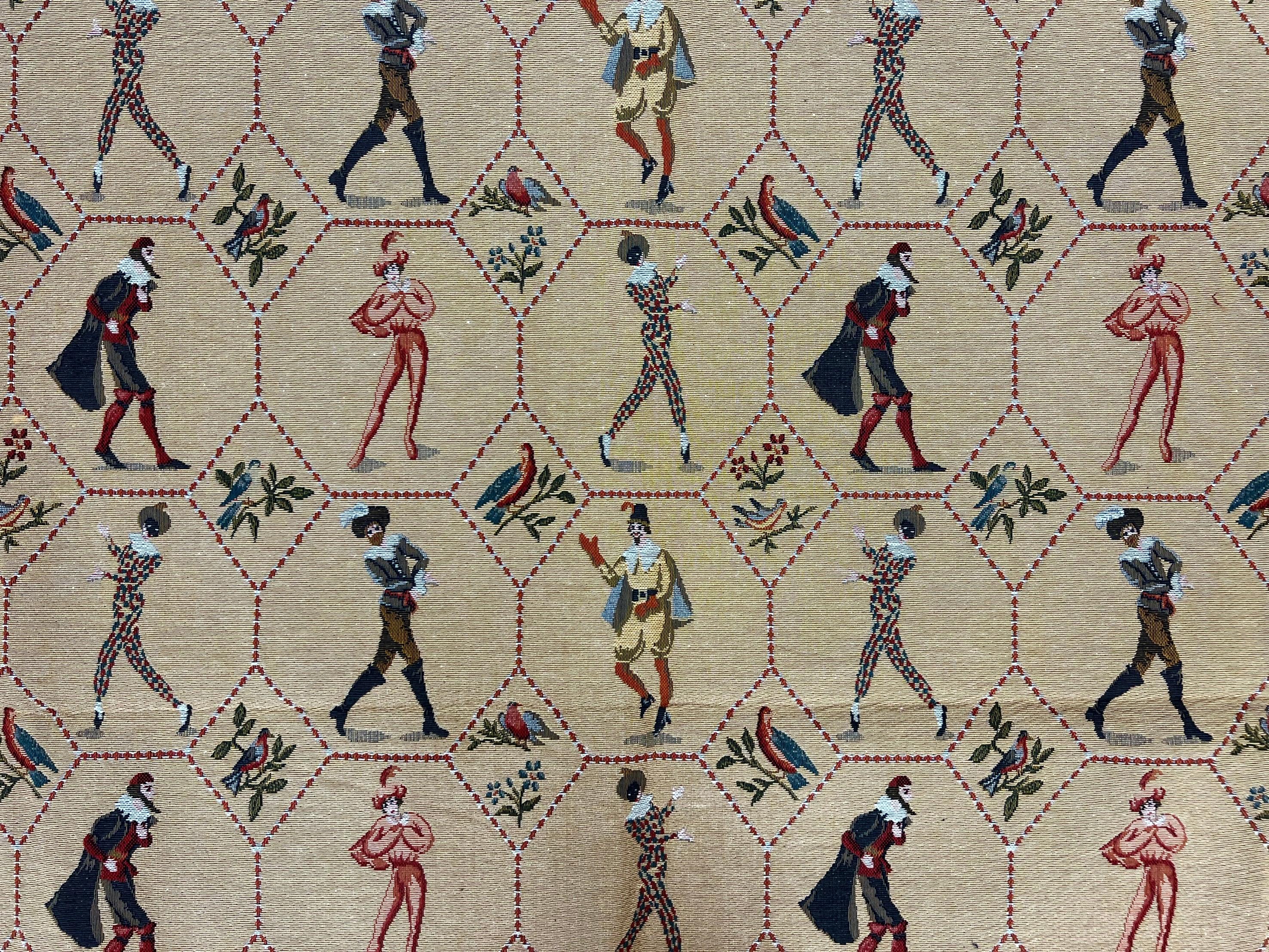 Square Tapestry 5x5, Wall Hanging, Human Pictorials, Court Jesters, Vintage - Jewel Rugs