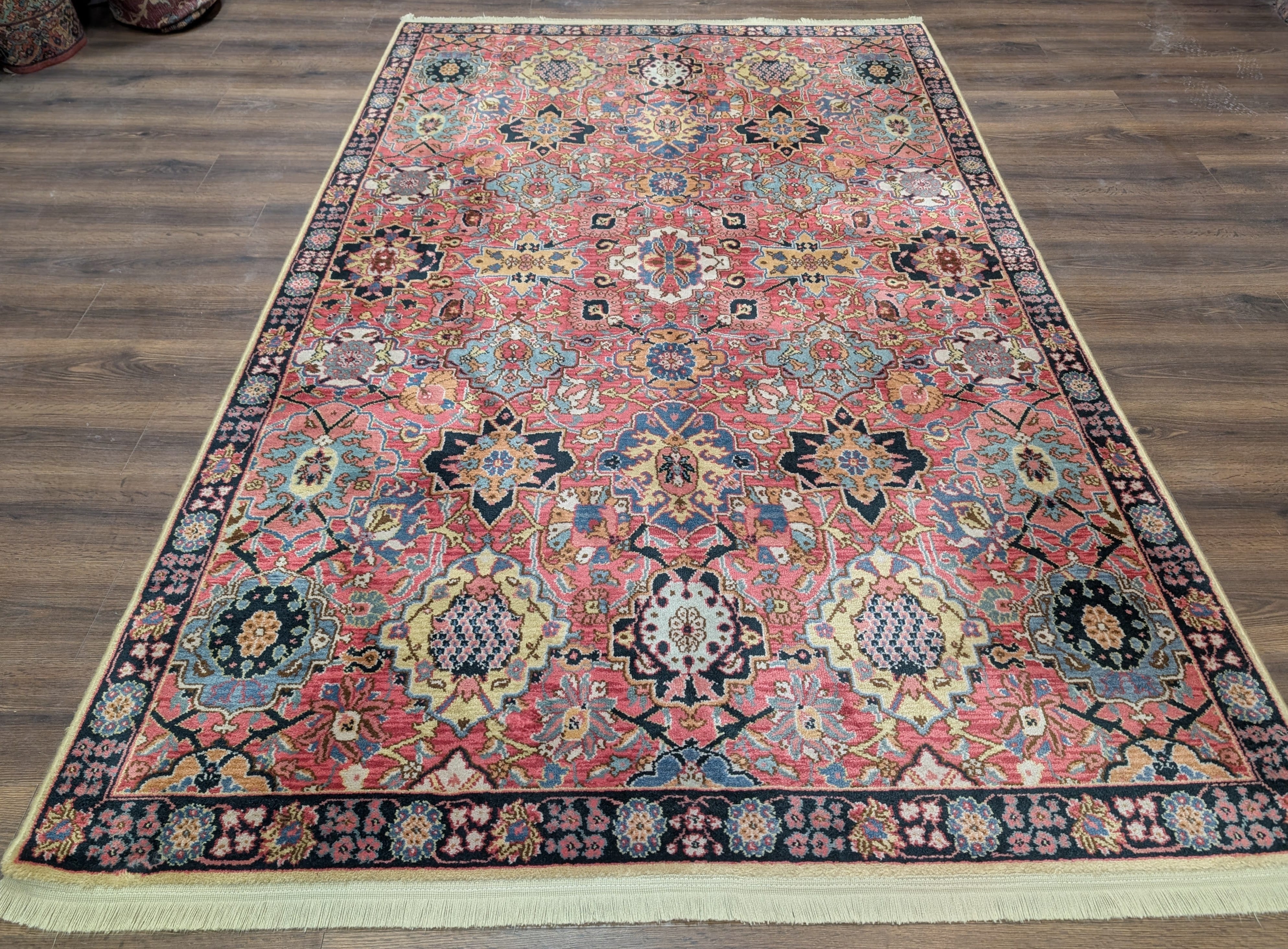 Karastan Rug 5.8 x 9 Williamsburg Kirman Vase #557, Vintage Discontinued Wool Karastan Area Rug - Jewel Rugs