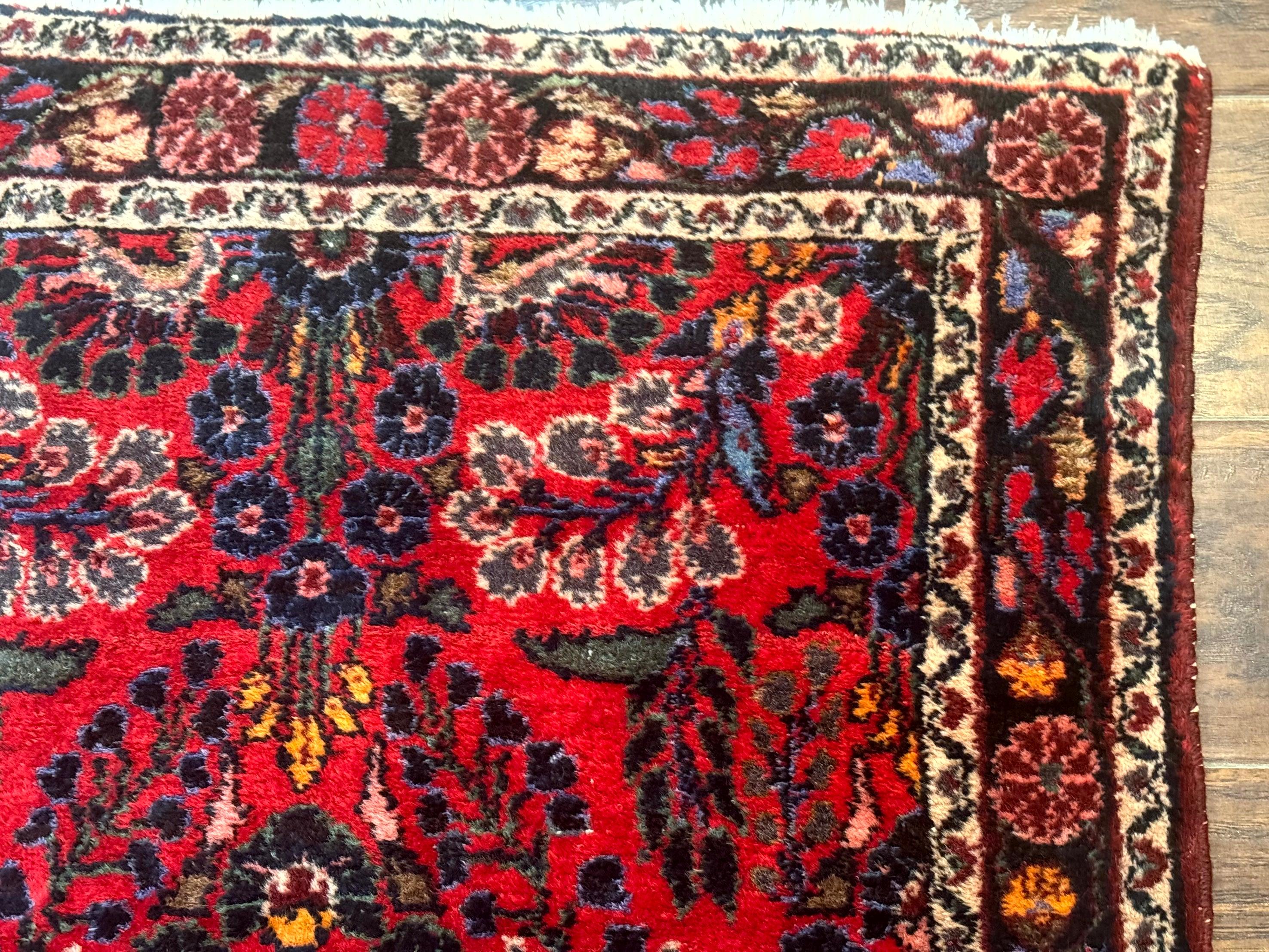 Persian Rug 3x5, Red Tribal Rug, Semi Antique, Wool Rug 3 x 5, Persian Hamadan Rug - Jewel Rugs