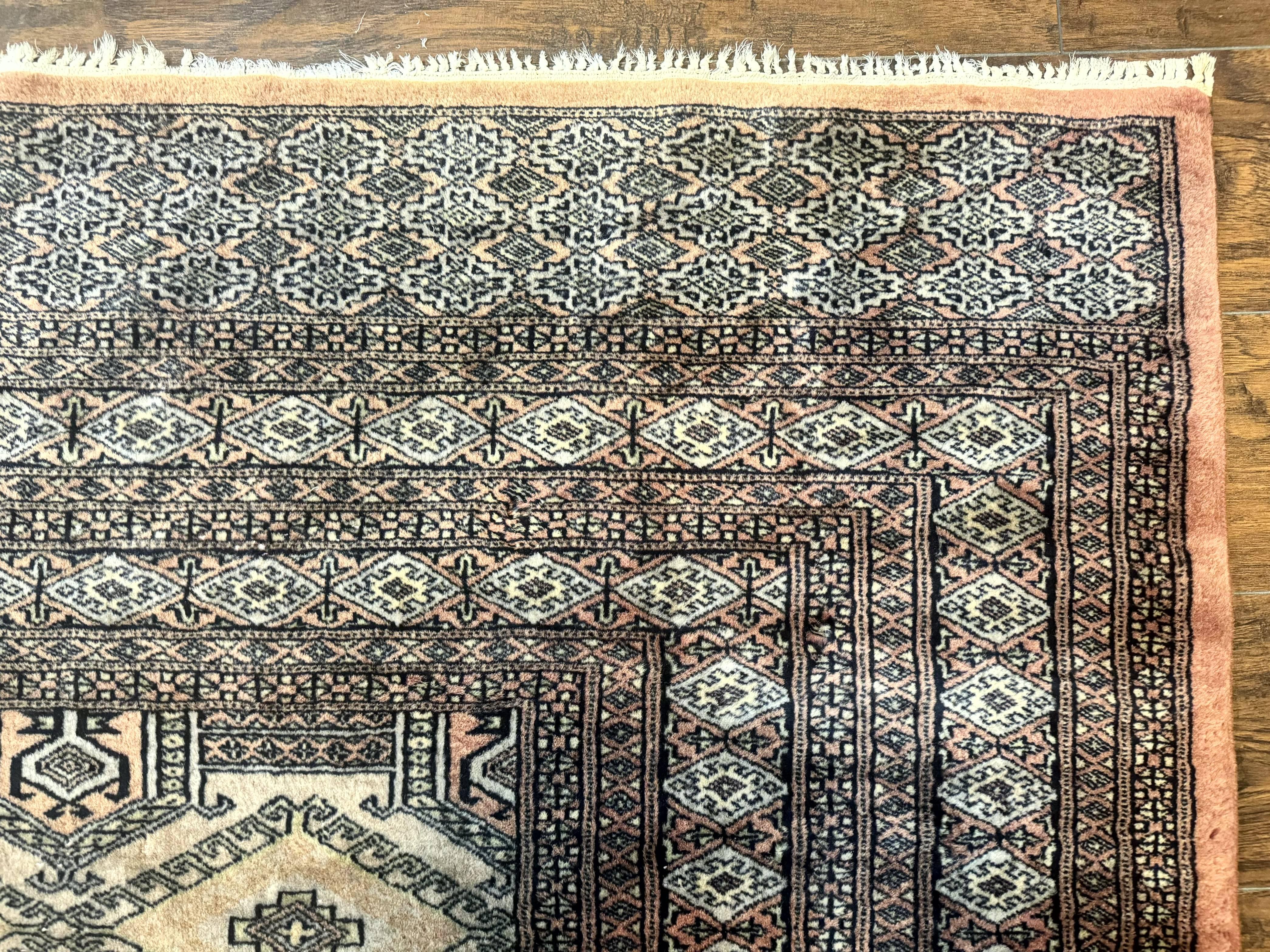 Turkoman Bokhara Rug 8x11, Camel Hair Color, Handmade Vintage Wool Pakistani Carpet - Jewel Rugs