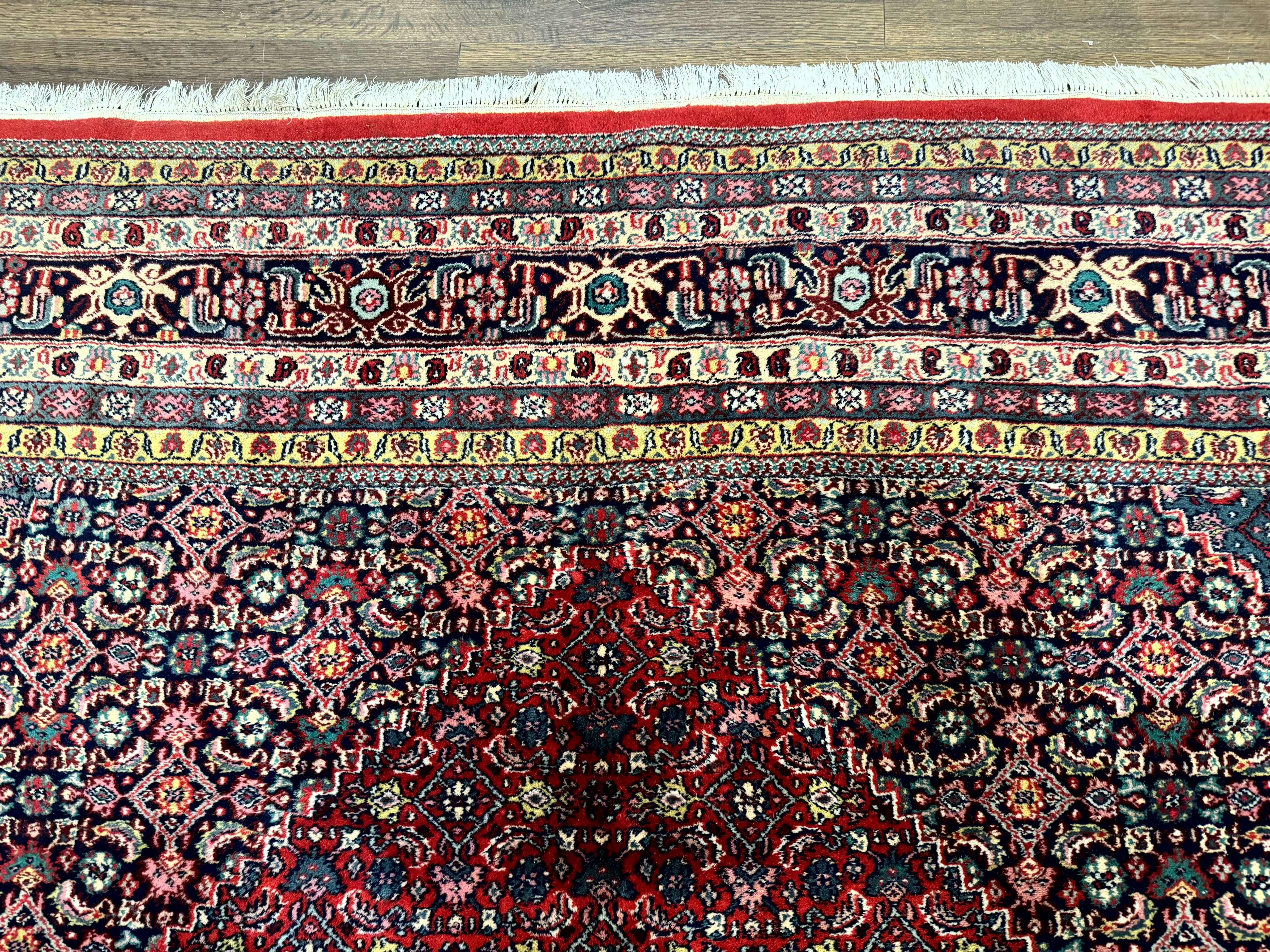 Indo Persian Bidjar Rug 8x10, Red, Herati Pattern, Soft Wool Pile, Vintage - Jewel Rugs