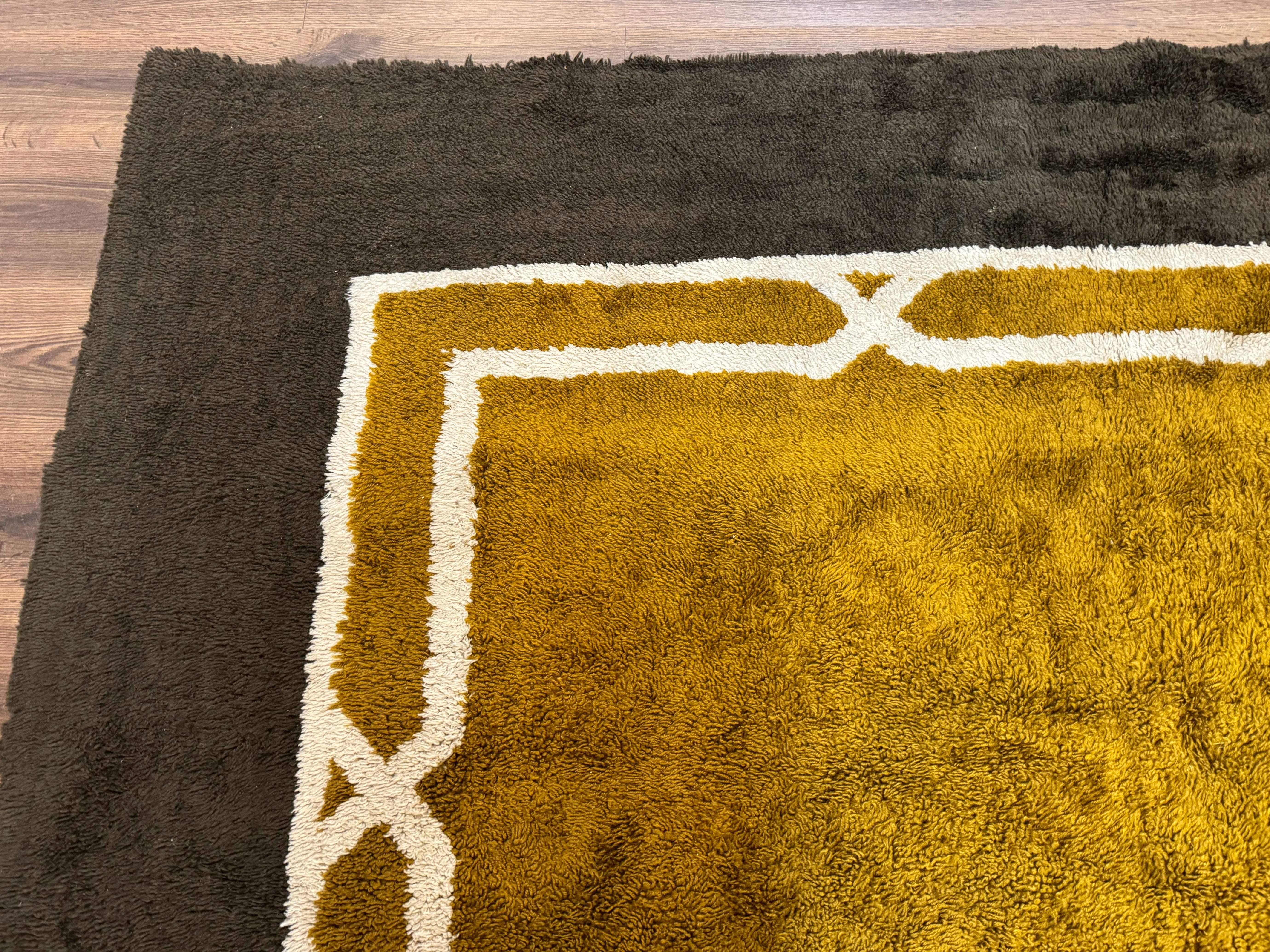 Mid Century Shag Rug 8x11, Large Vintage Shag Rug, Open Field, European Shag Rug - Jewel Rugs