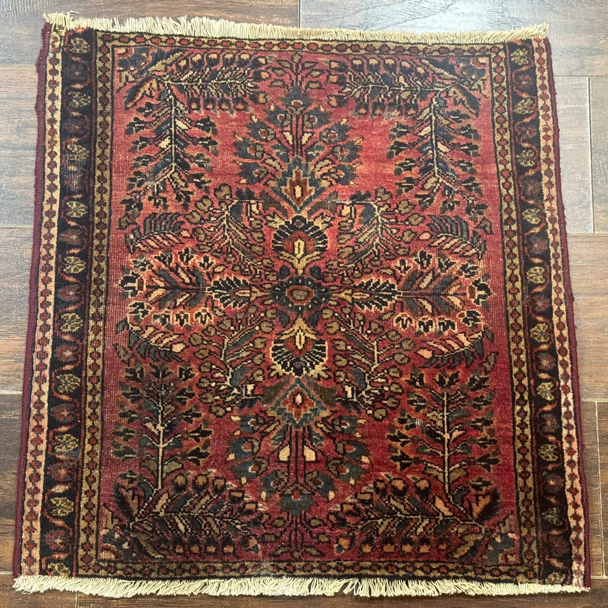 Persian Sarouk Rug 2x2, Small Antique Wool Scatter Rug, Red – Jewel Rugs