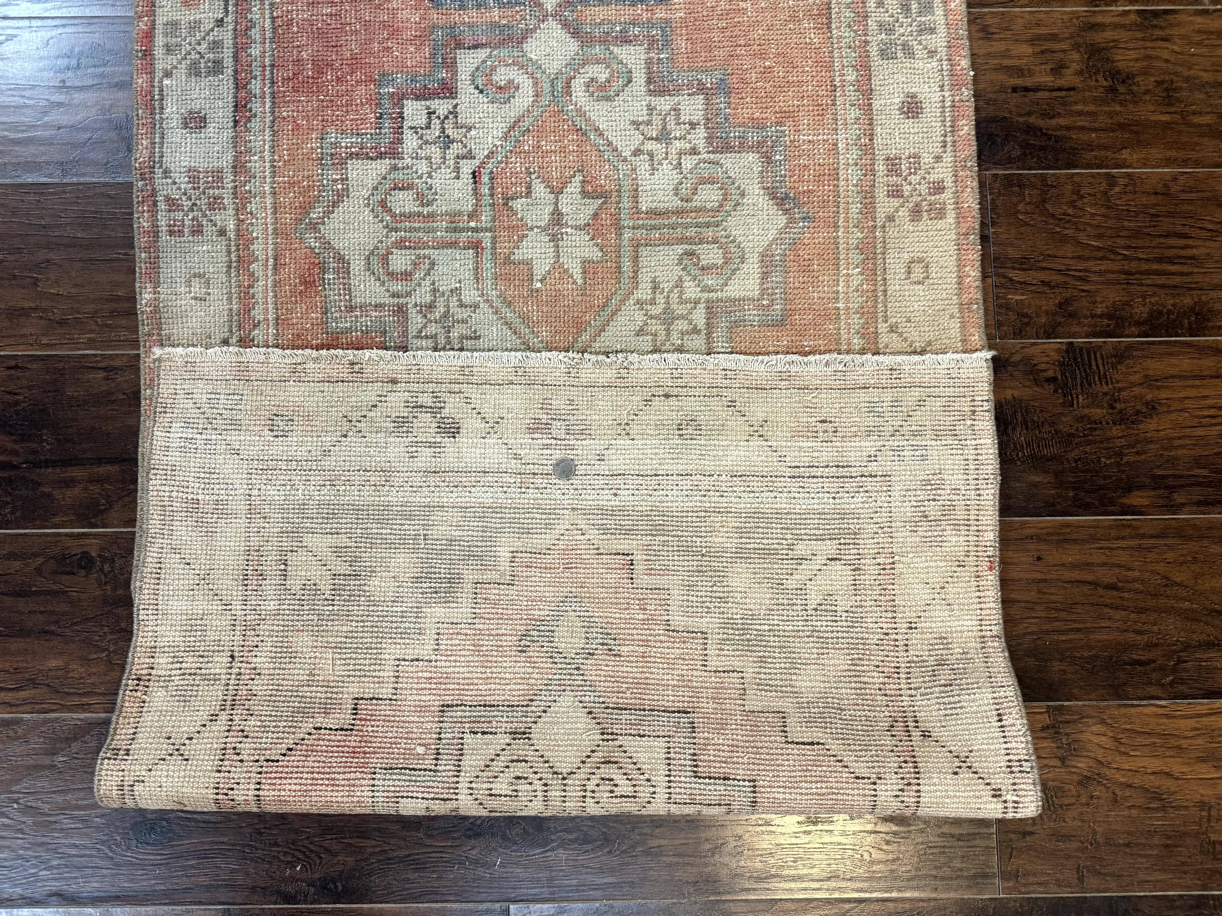 Antique Turkish Runner Rug 3 x 9.6, Farmhouse Rug, Geometric Runner, Handmade, Vintage Rug for Modern Home - Jewel Rugs