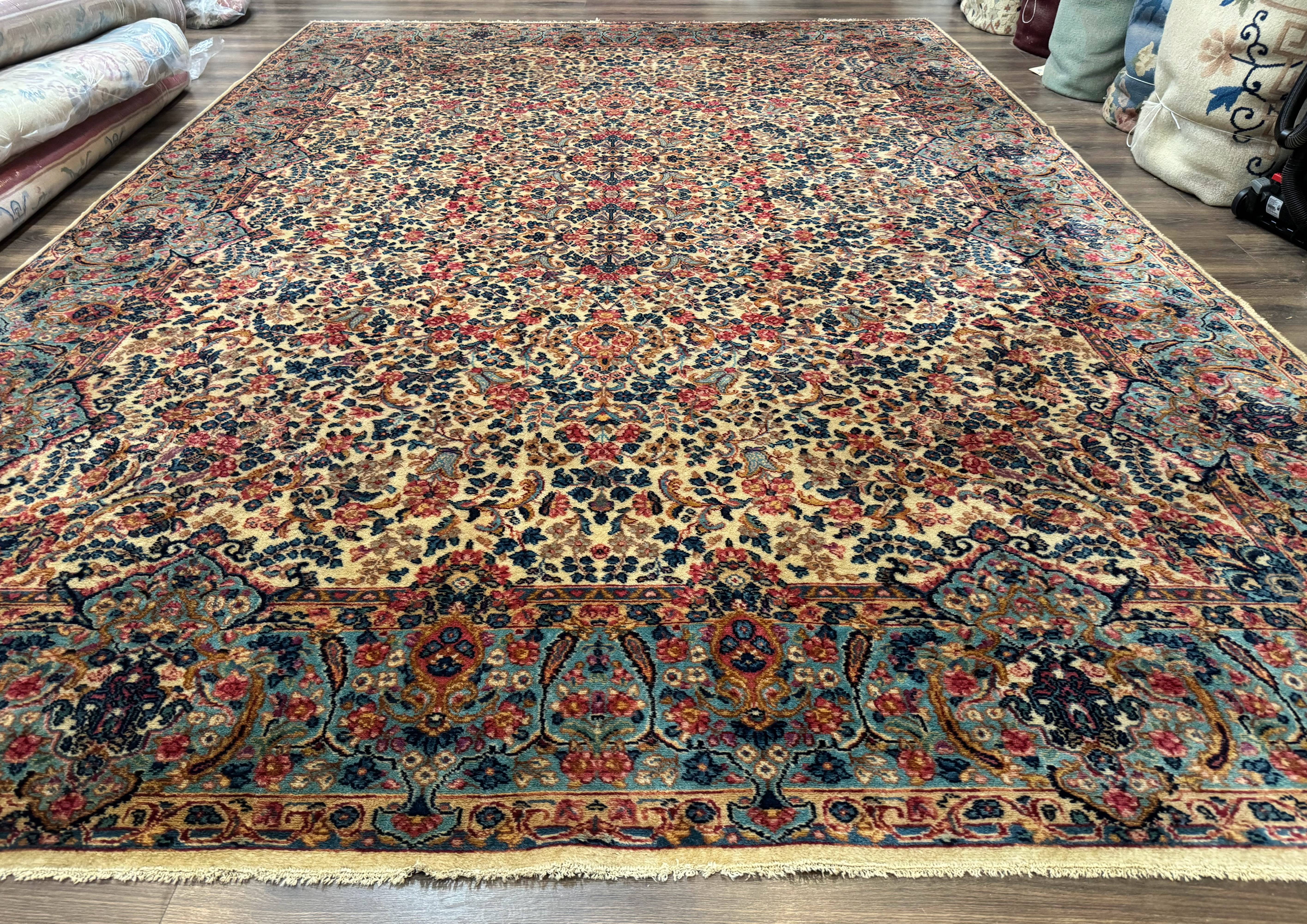 Antique Karastan Floral Kirman Rug 10x14, Wool Discontinued Karastan Carpet - Jewel Rugs
