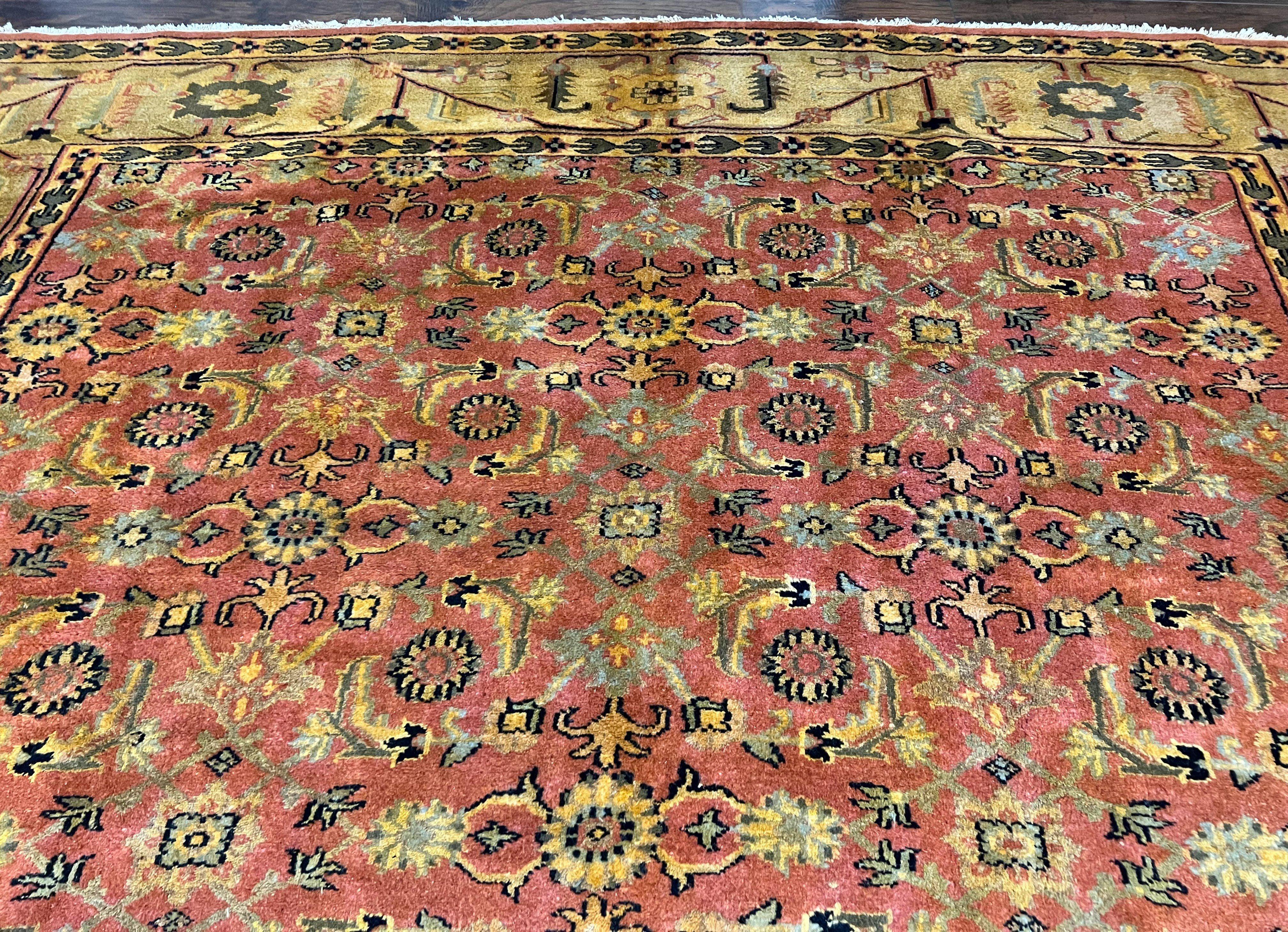 Large Turkish Rug 10x17, Oversized Palace Sized Vintage Handmade Oriental Carpet, Wool Oushak Rug, Light Red - Jewel Rugs