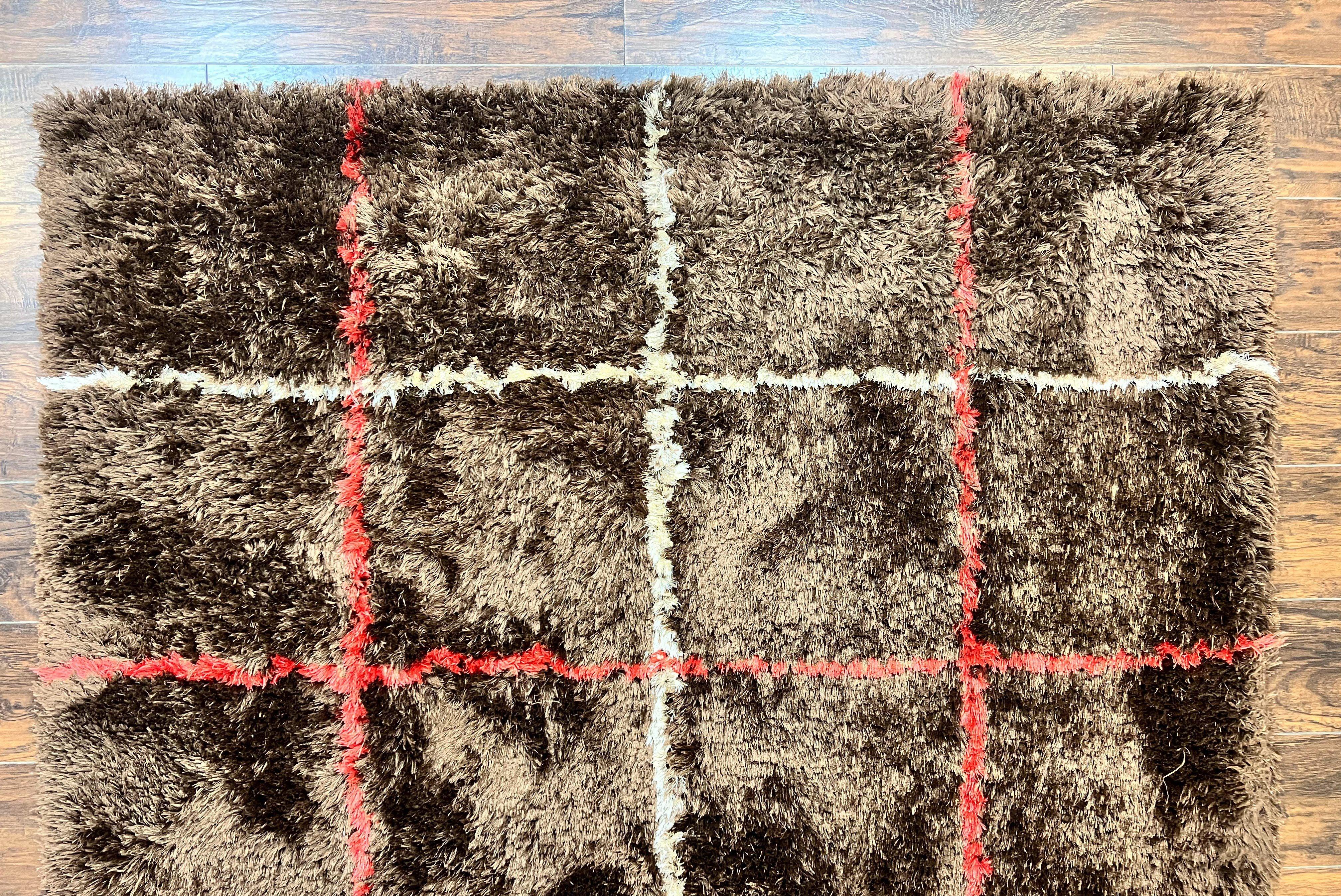 Shag Rug 6x8, Brown, Panel Design - Jewel Rugs