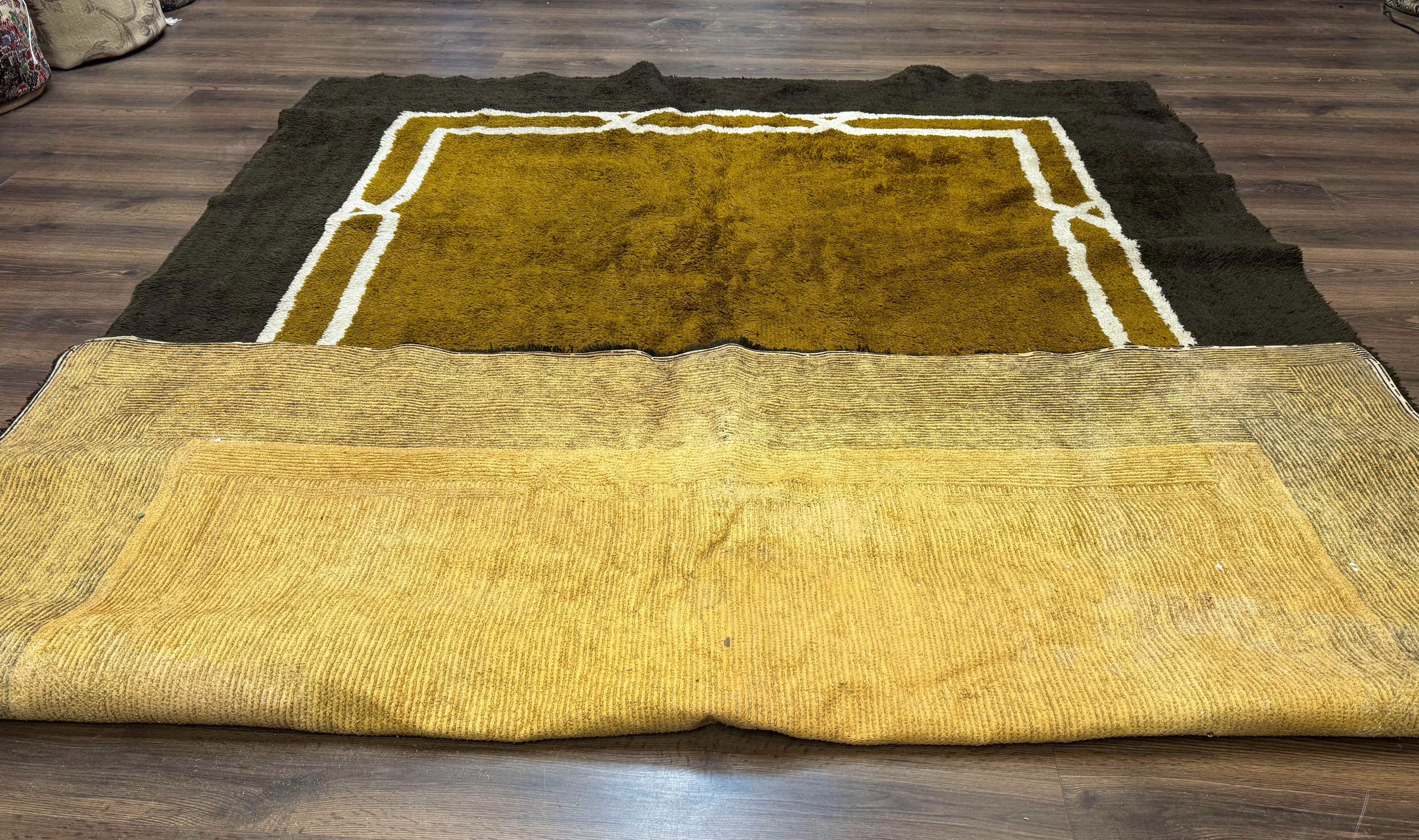 Mid Century Shag Rug 8x11, Large Vintage Shag Rug, Open Field, European Shag Rug - Jewel Rugs
