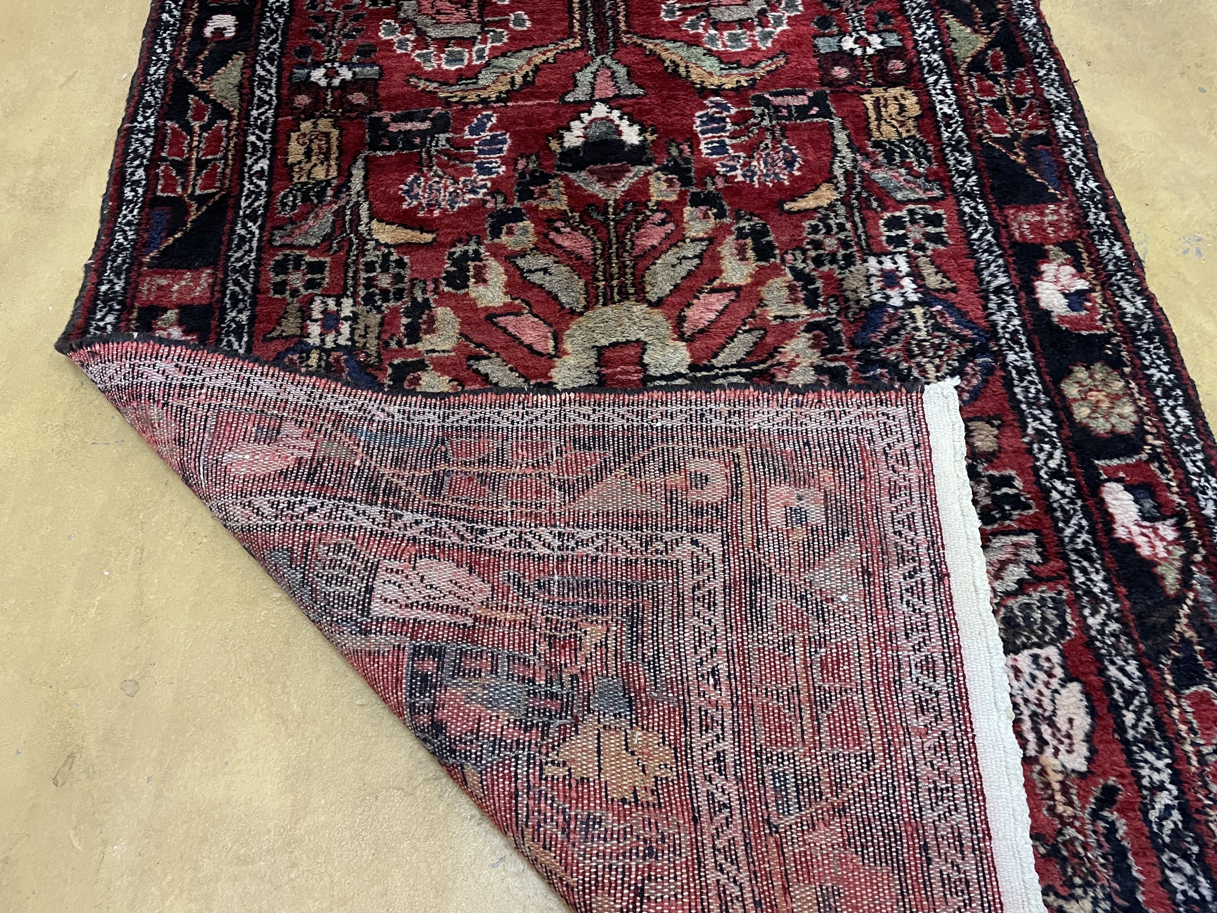 3' 4" X 9' Antique Handmade Wool Rug Runner Floral Organic Dyes Red Nice - Jewel Rugs