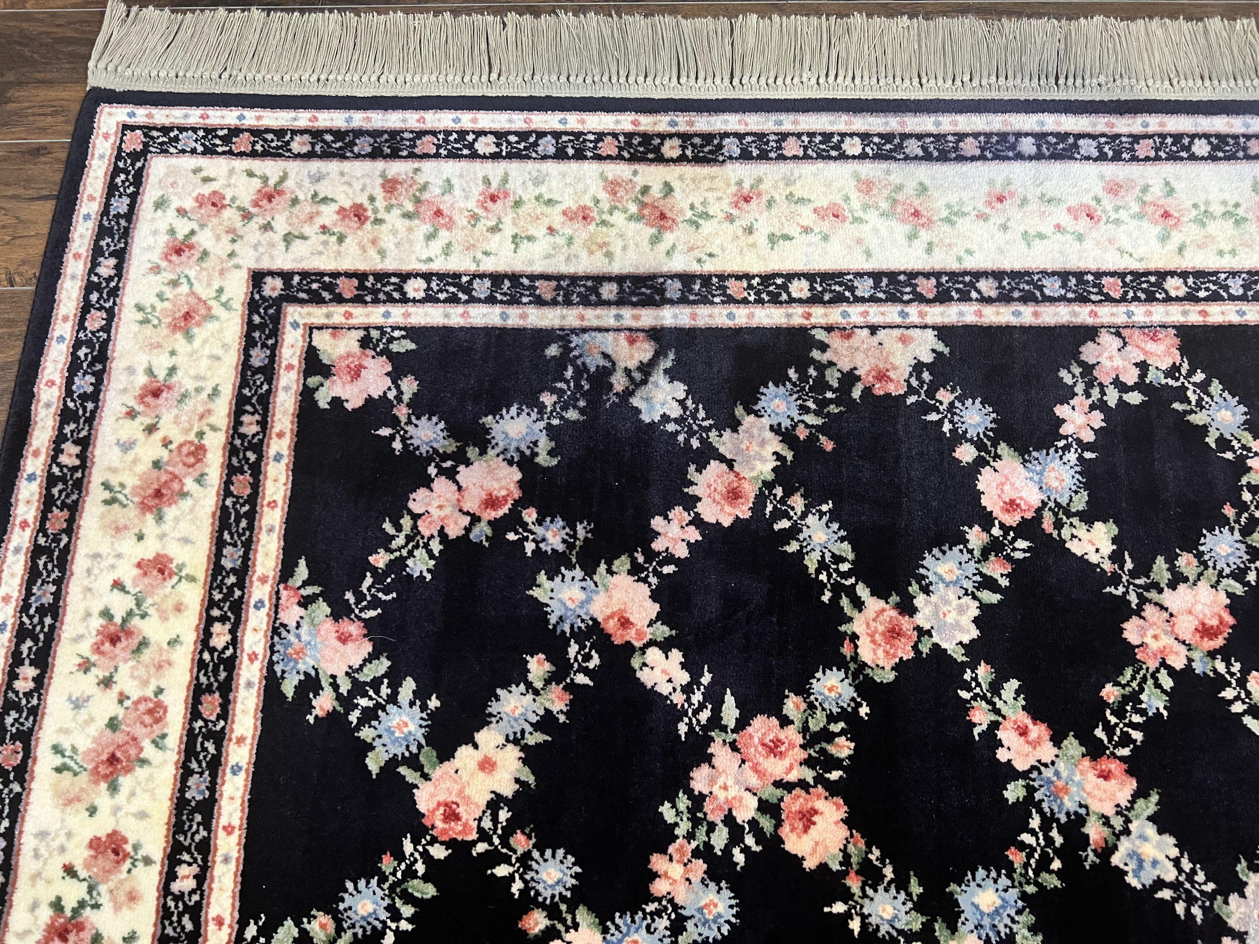 Karastan Rug 8.8 x 12, Garden of Eden #509/1270, Ebony Trellis, Vintage Discontinued Wool Pile Karastan Carpet - Jewel Rugs