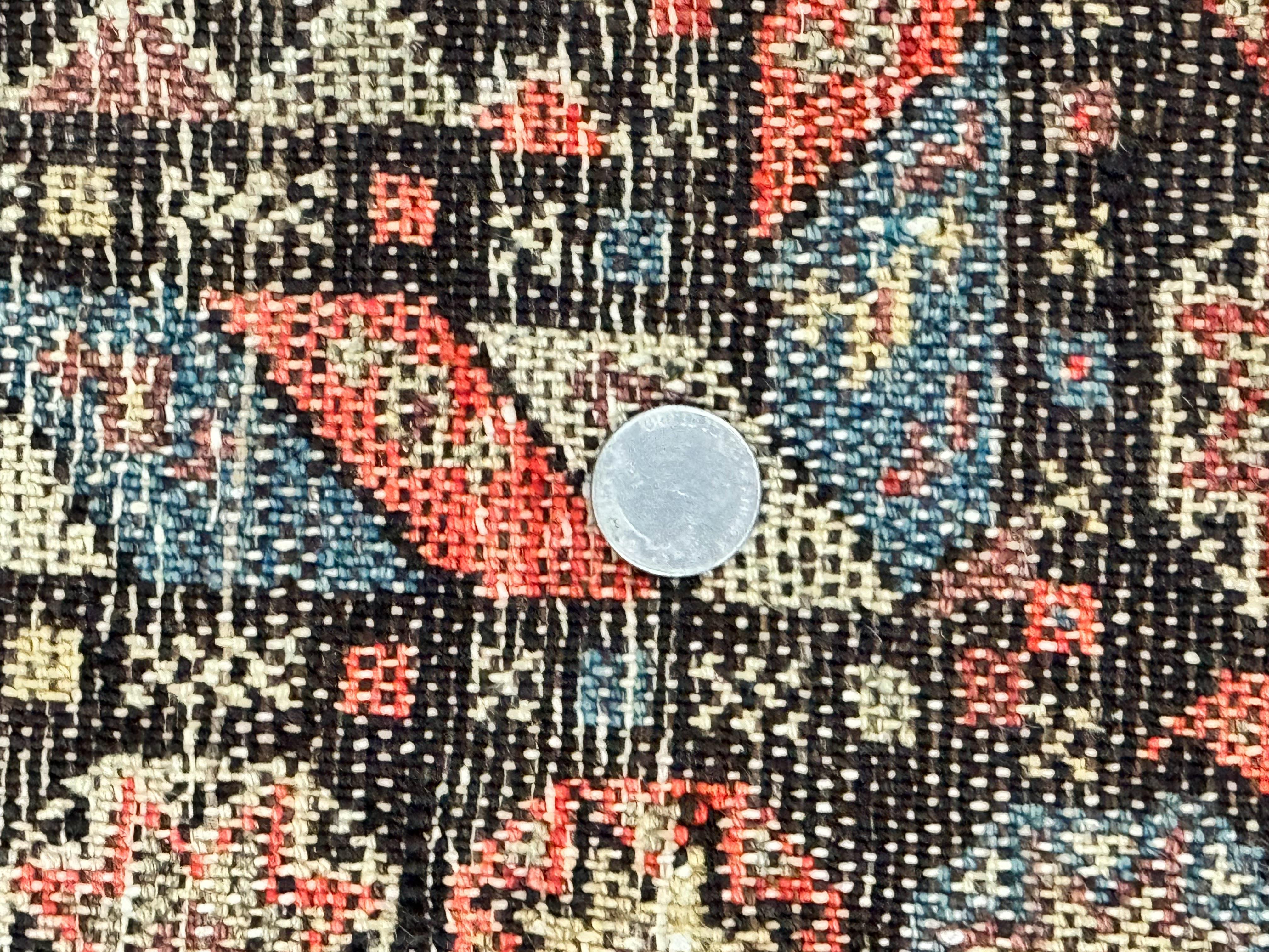 Antique Persian Rug 4x7, Sarab Tribal Wool Carpet, Brown and Multicolor, Handmade Wide Runner Rug 4 x 7, Open Field, Rainbow Border - Jewel Rugs