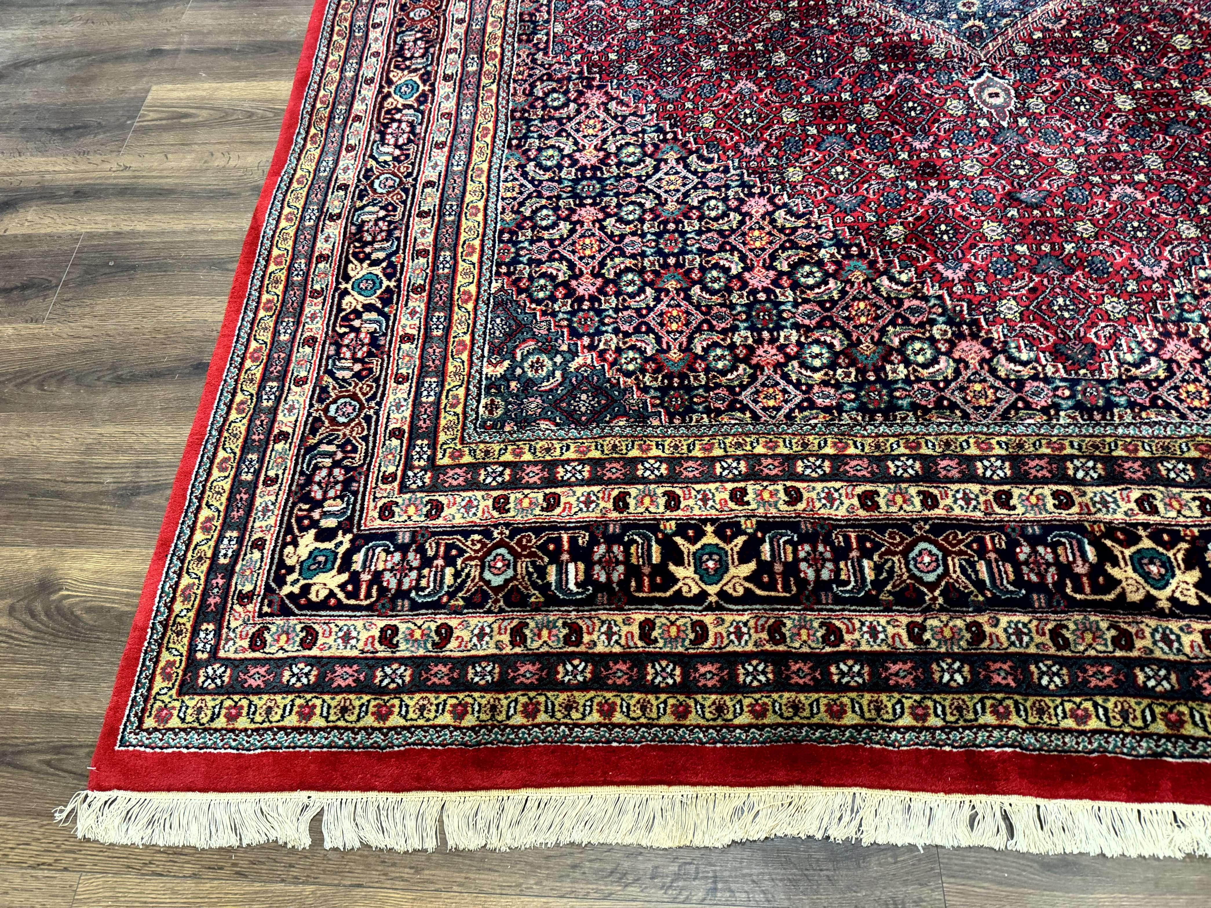 Indo Persian Bidjar Rug 8x10, Red, Herati Pattern, Soft Wool Pile, Vintage - Jewel Rugs