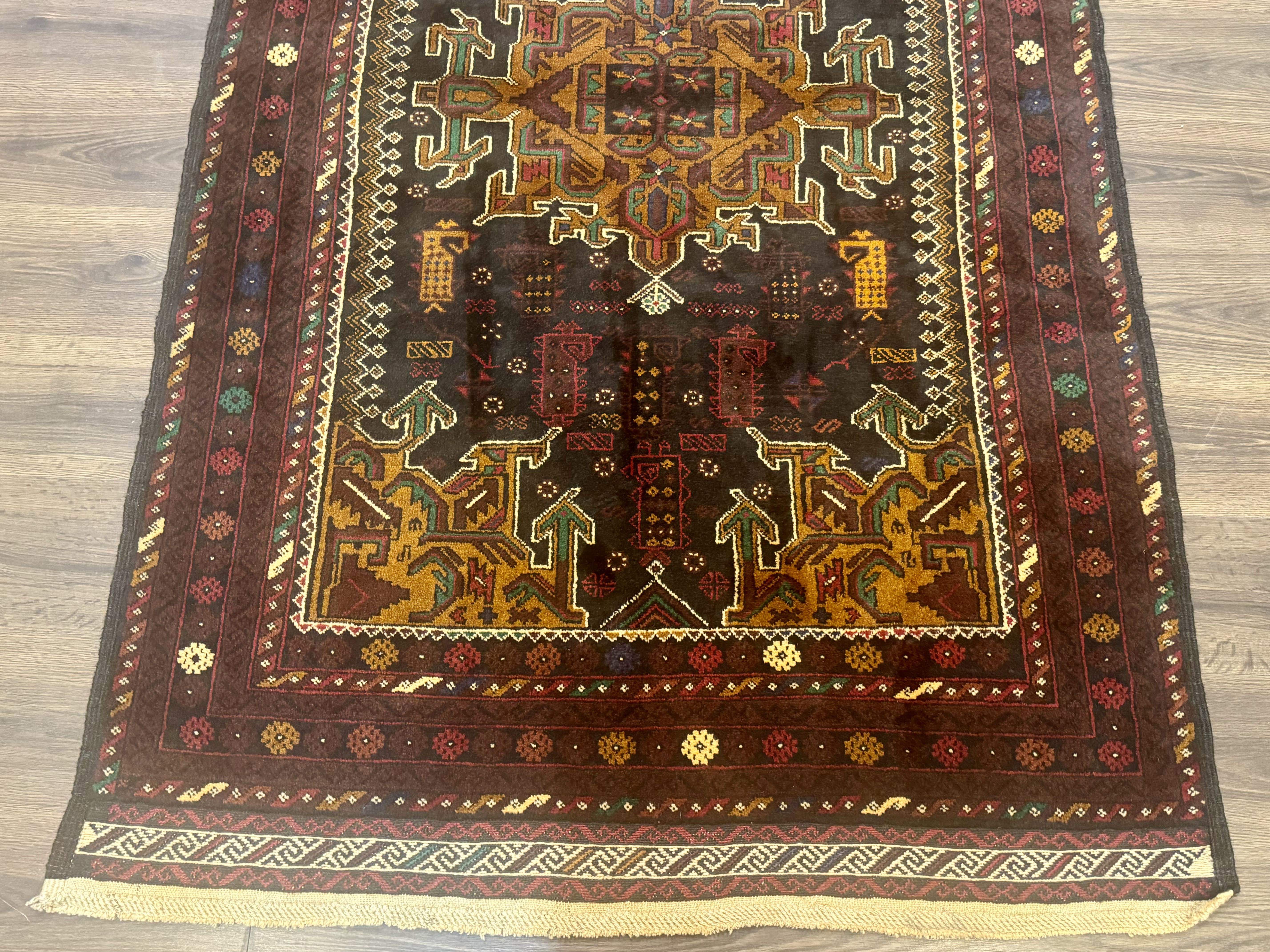 Persian Baluch Rug 4x7, Hand-Knotted Wool Tribal Carpet - Jewel Rugs