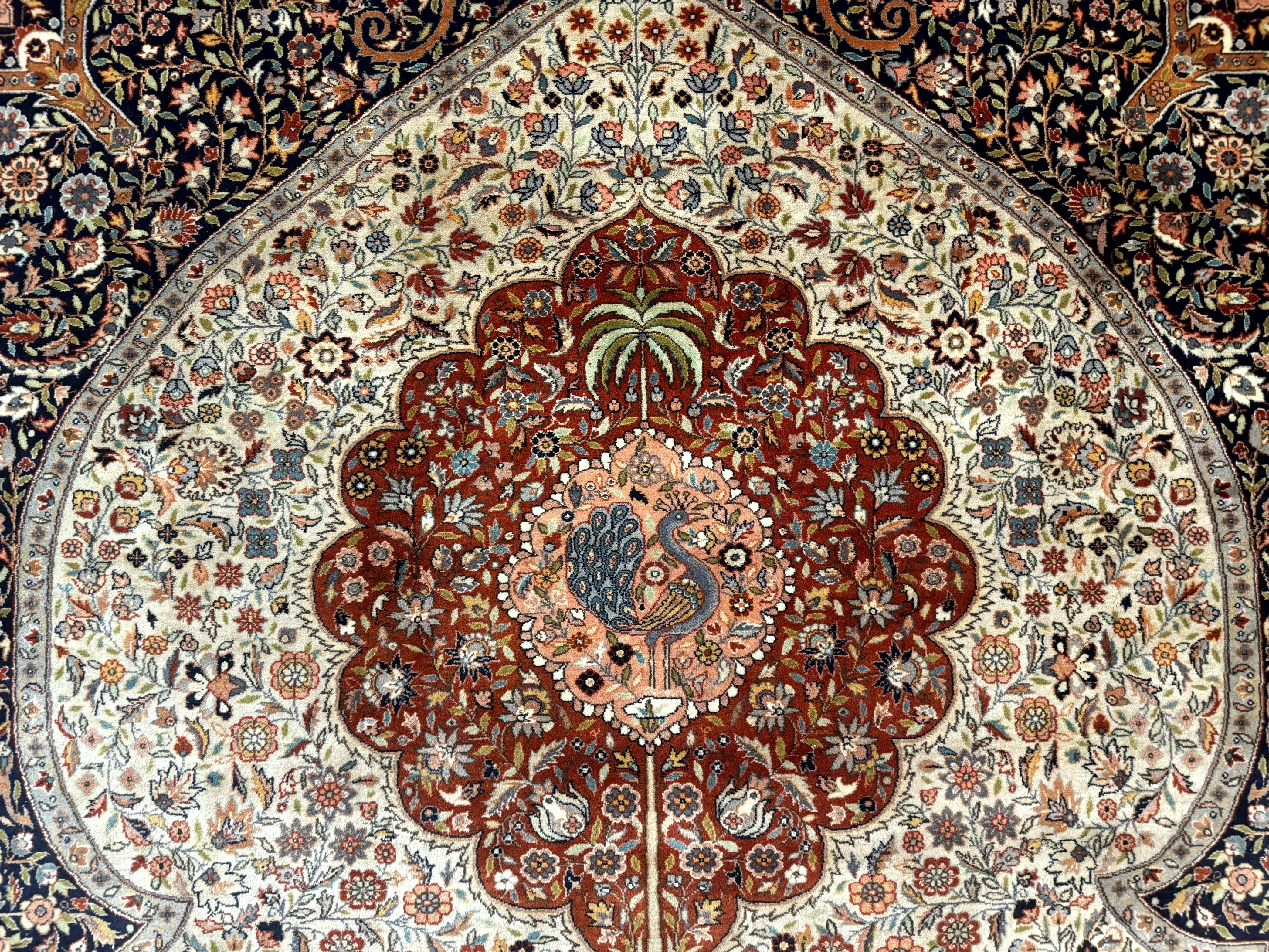 Wonderful Pak Persian Rug 9x12, Very Fine 260 KPSI, Floral Peacocks, Handmade Vintage Wool Rug - Jewel Rugs