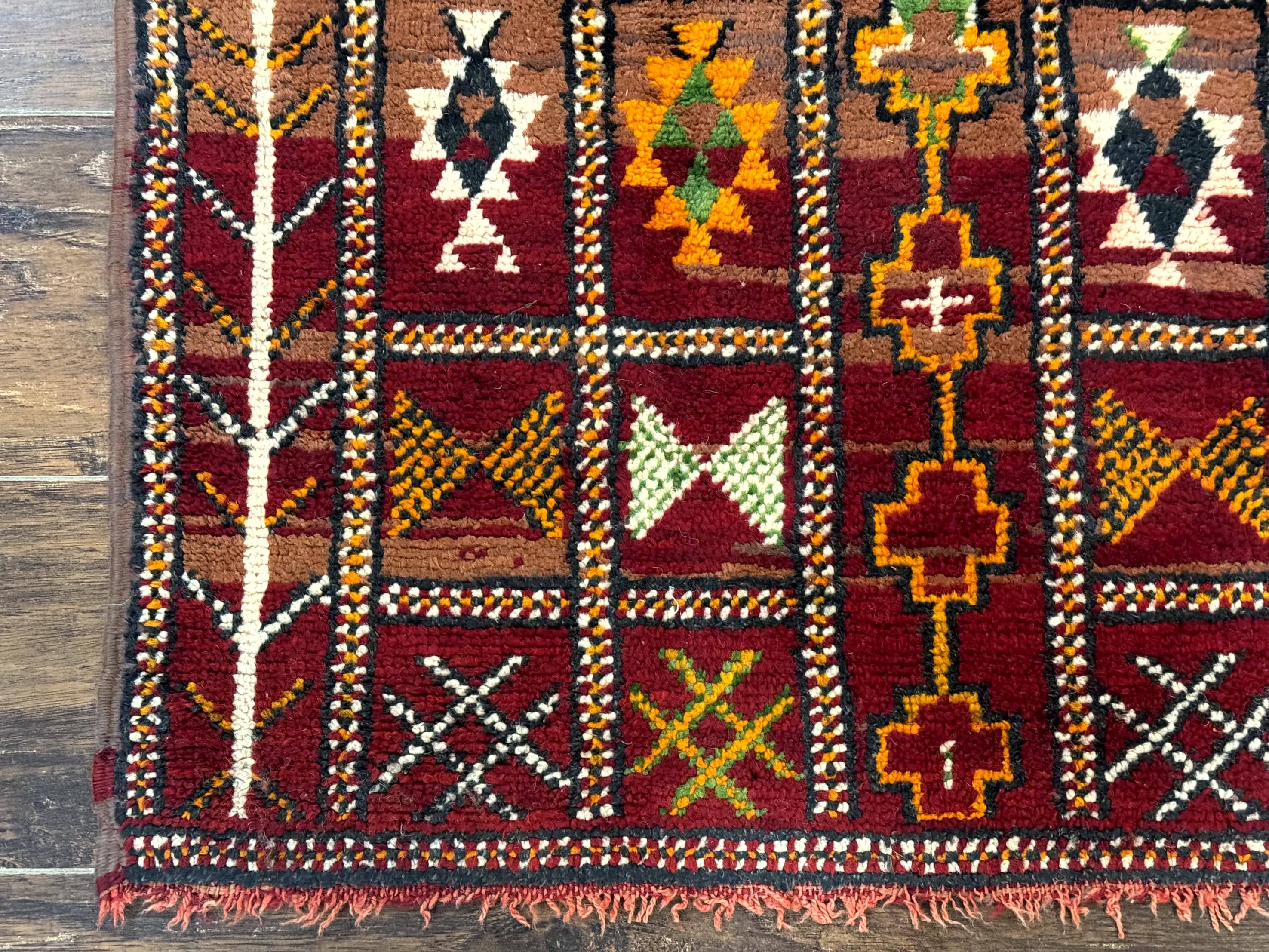 Moroccan Berber Tribal Rug 3x5, Geometric Area Rug, Red Orange Brown - Jewel Rugs