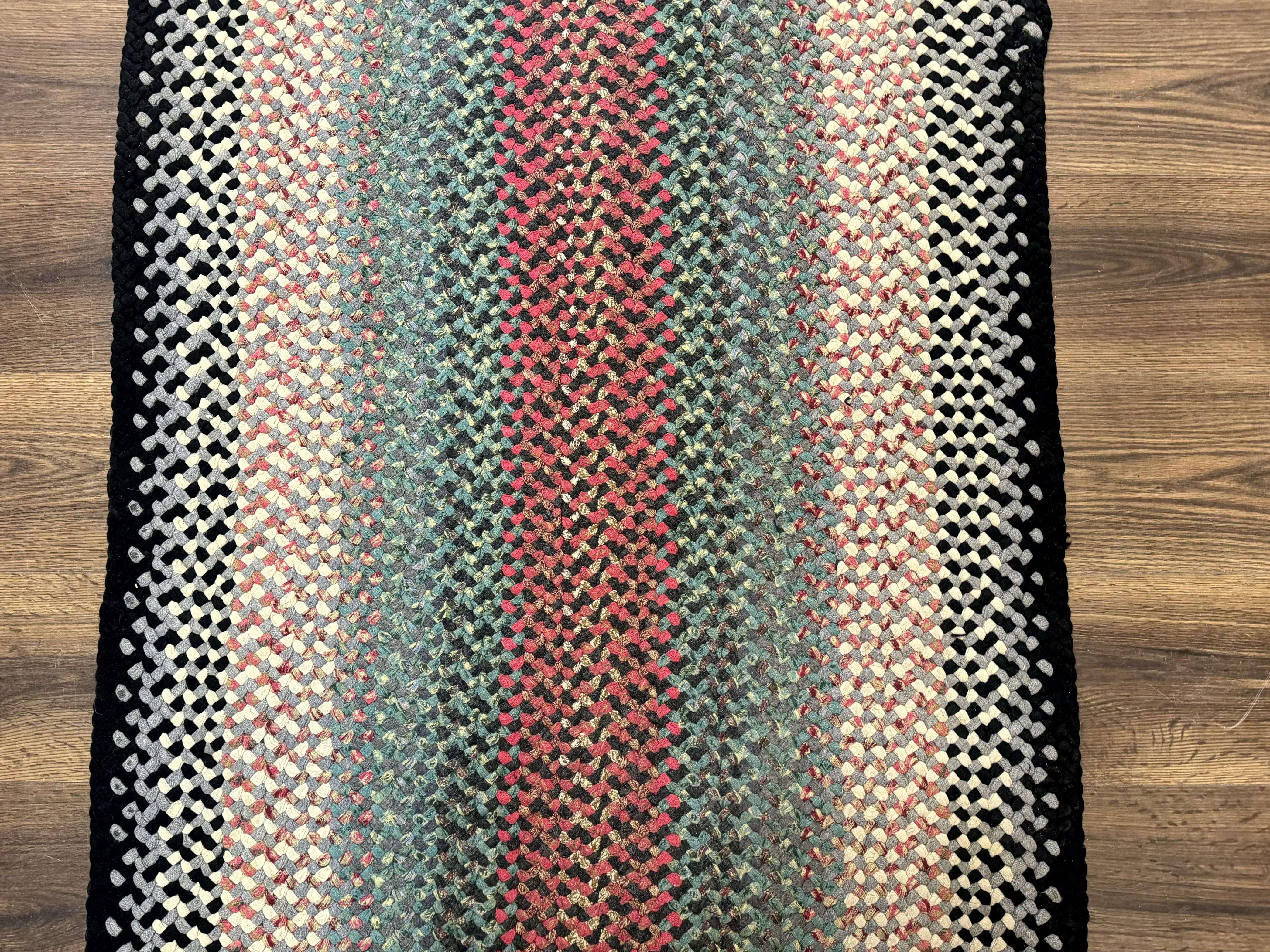 Oval Braided Rug 3 x 6.6, Multicolor, Vintage American Braided Carpet - Jewel Rugs