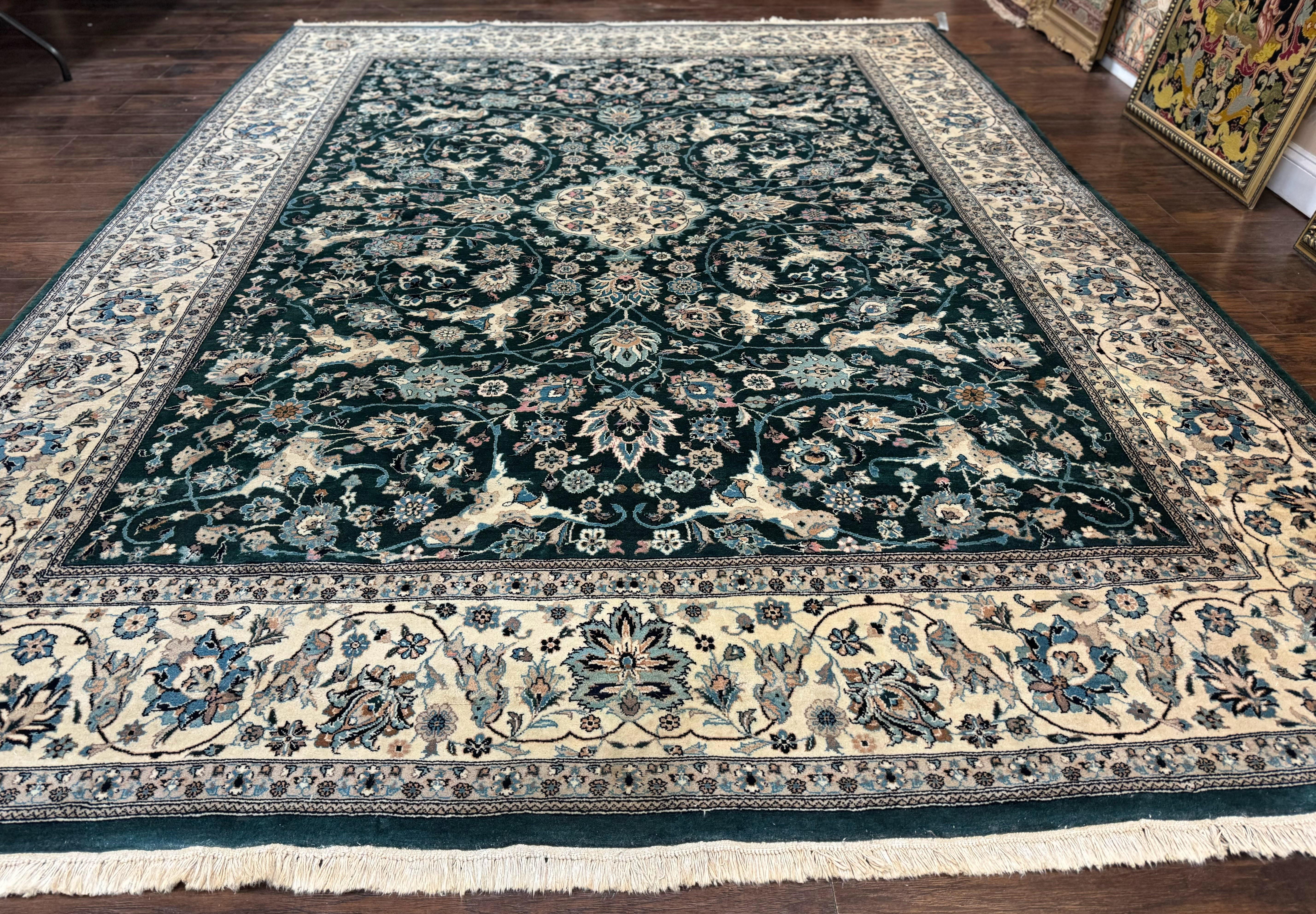 Pak Persian Rug 9x12, Dark Green, Floral Allover - Jewel Rugs